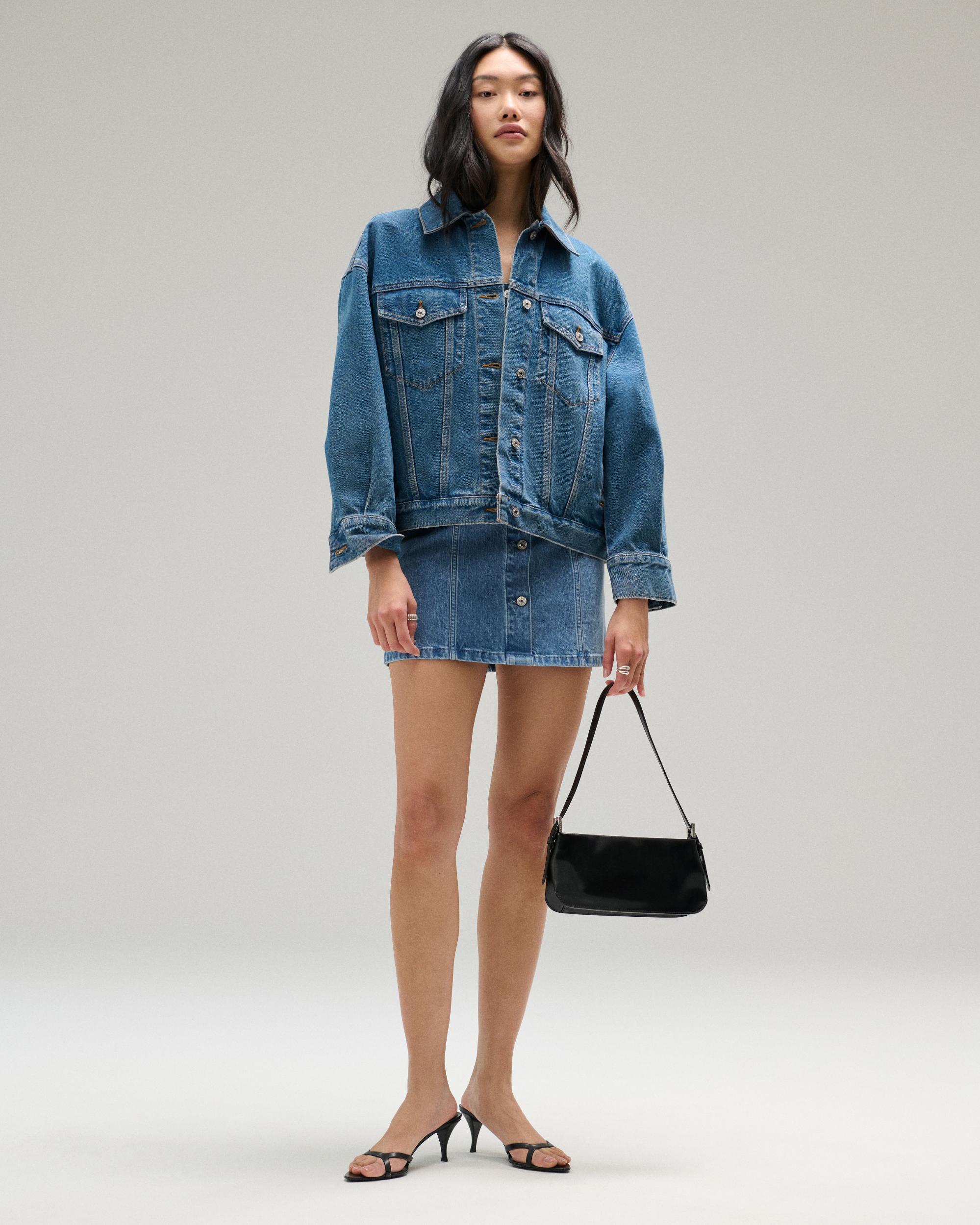 Oversized Distressed Denim Trucker Jacket Product Image