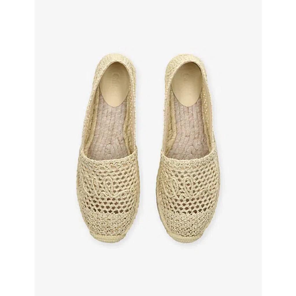 CHLOÉ Womens Chloe Isla Logo-embossed Crochet Espadrilles In Brown Product Image