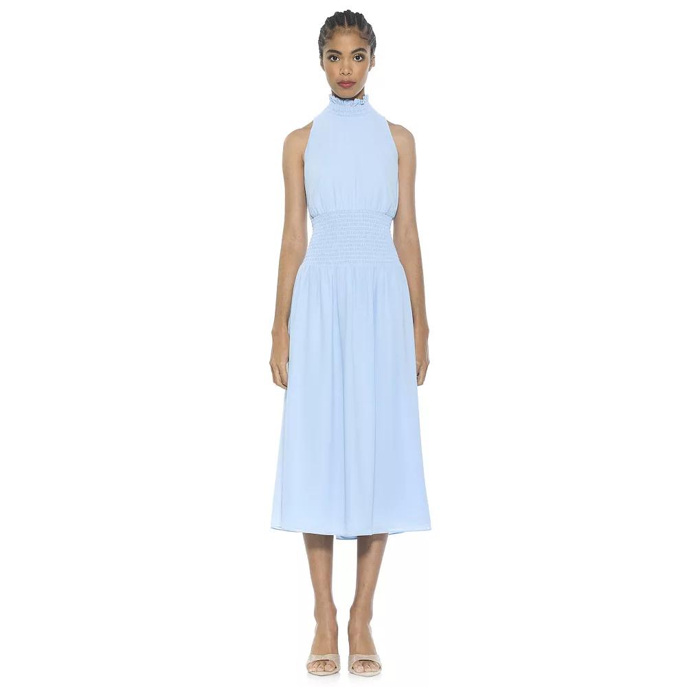 Women's ALEXIA ADMOR Landry Smocked Neck And Waist Halter Fit And Flare Dress,  Product Image
