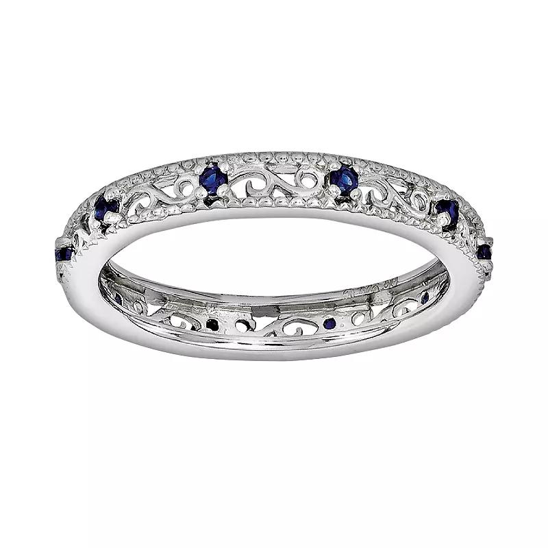 Stacks & Stones Sterling Silver Lab-Created Sapphire Stack Ring, Women's,  Product Image