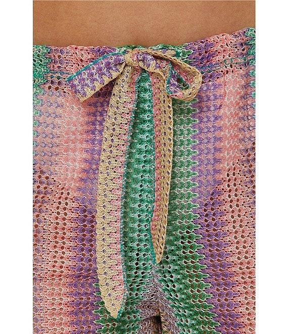 Becca By Rebecca Virtue Jacquard Crochet Knit Drawstring Waist Wide Leg Pull-On Swim Cover-Up Pants Product Image