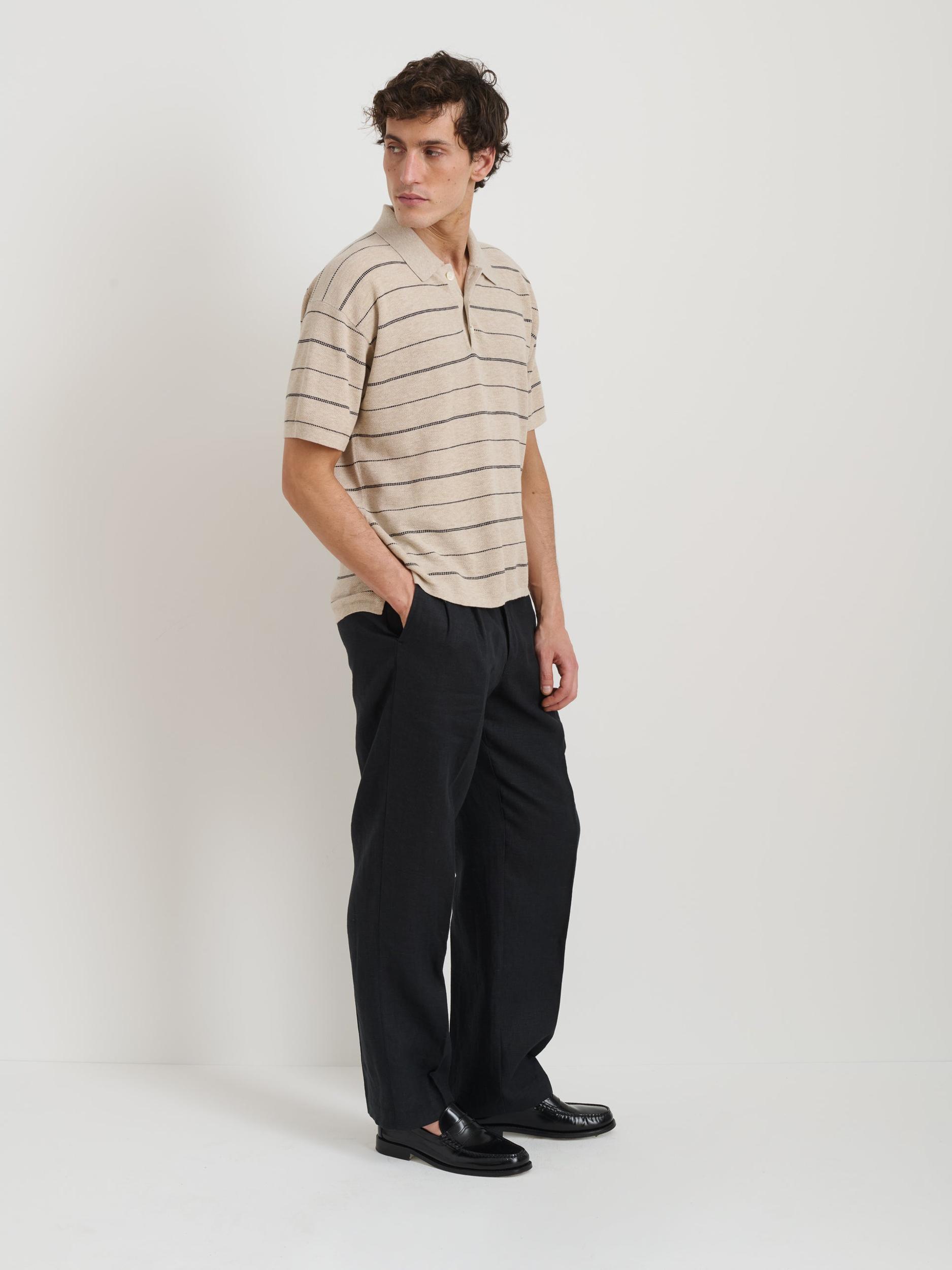 Polo Stripe Sweater in Cotton Linen Product Image
