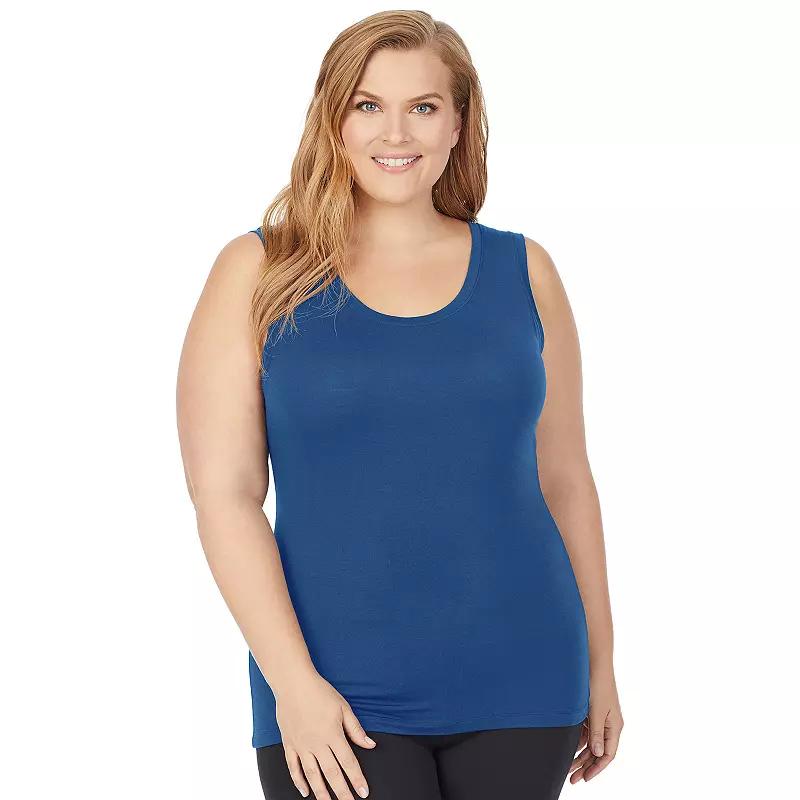 Plus Size Cuddl Duds Soft Wear with Stretch Reversible Tank Top, Womens Blue Product Image