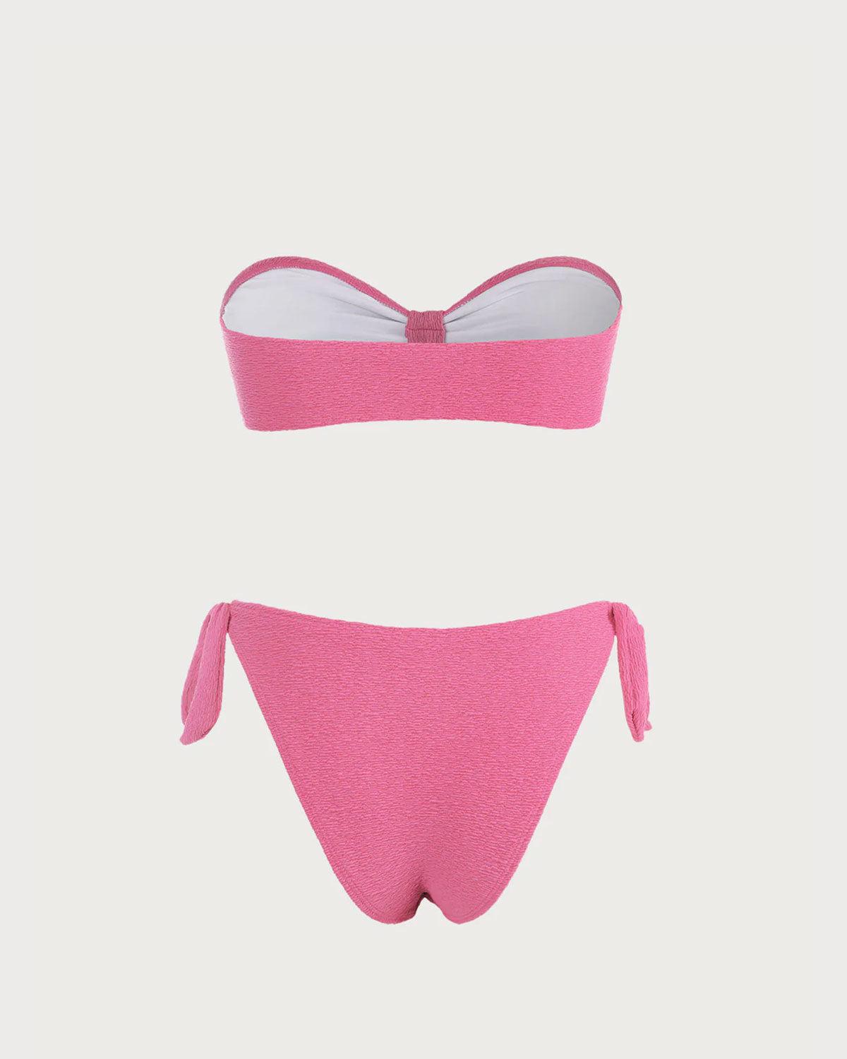 Pink Textured Bandeau Bikini Set Product Image