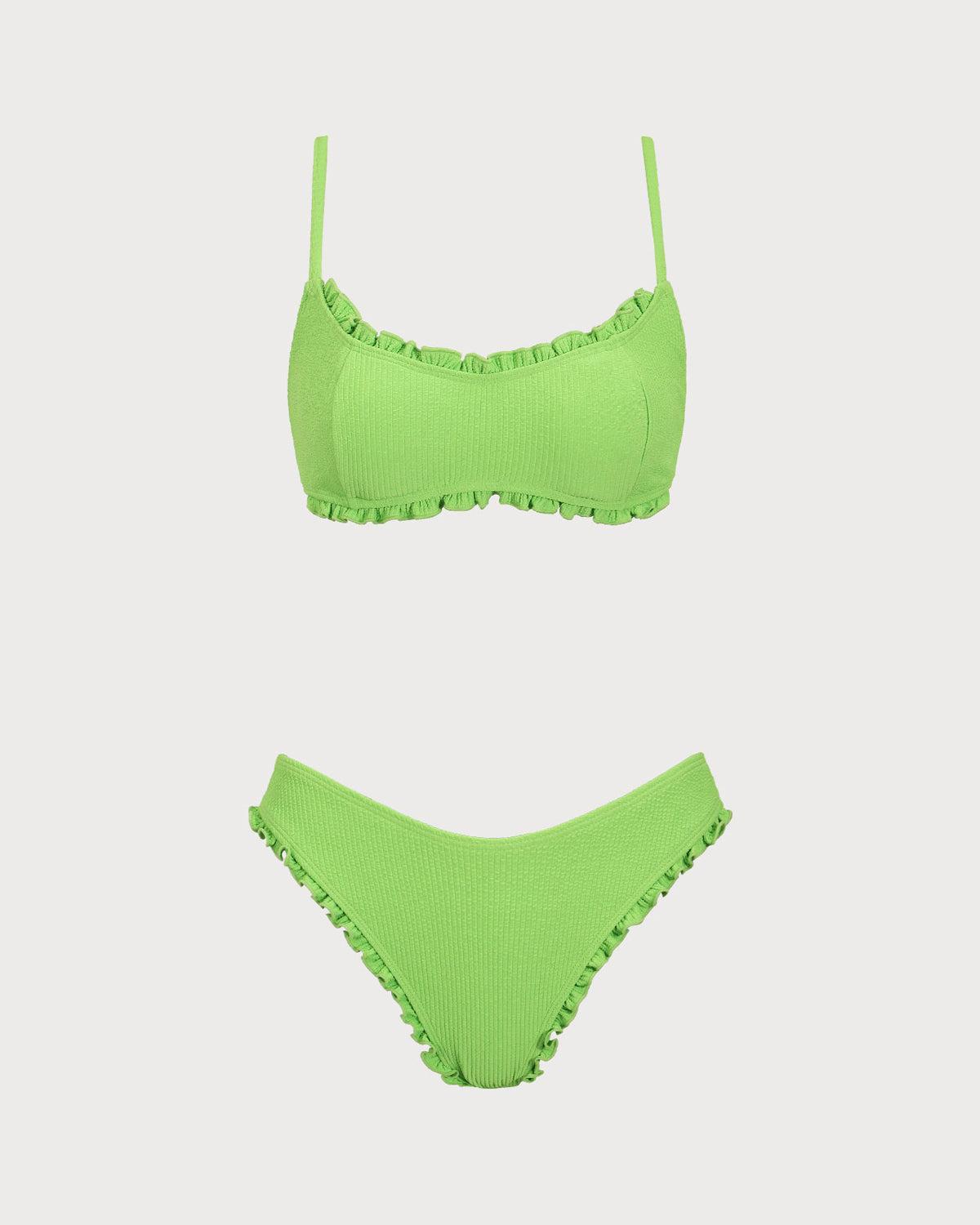 Green Ruffle Textured Bikini Set Product Image