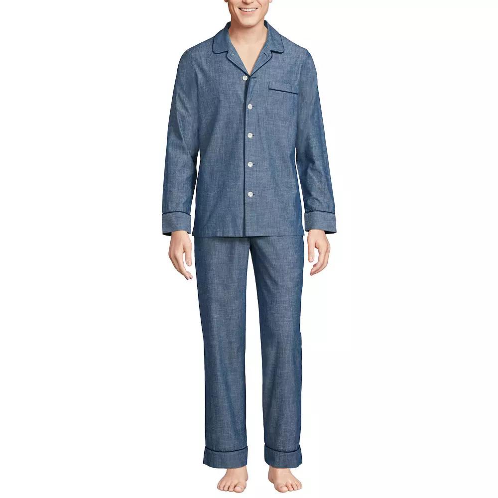 Men's Lands' End Essential Long Sleeve Top & Pants Pajama Set,  Product Image
