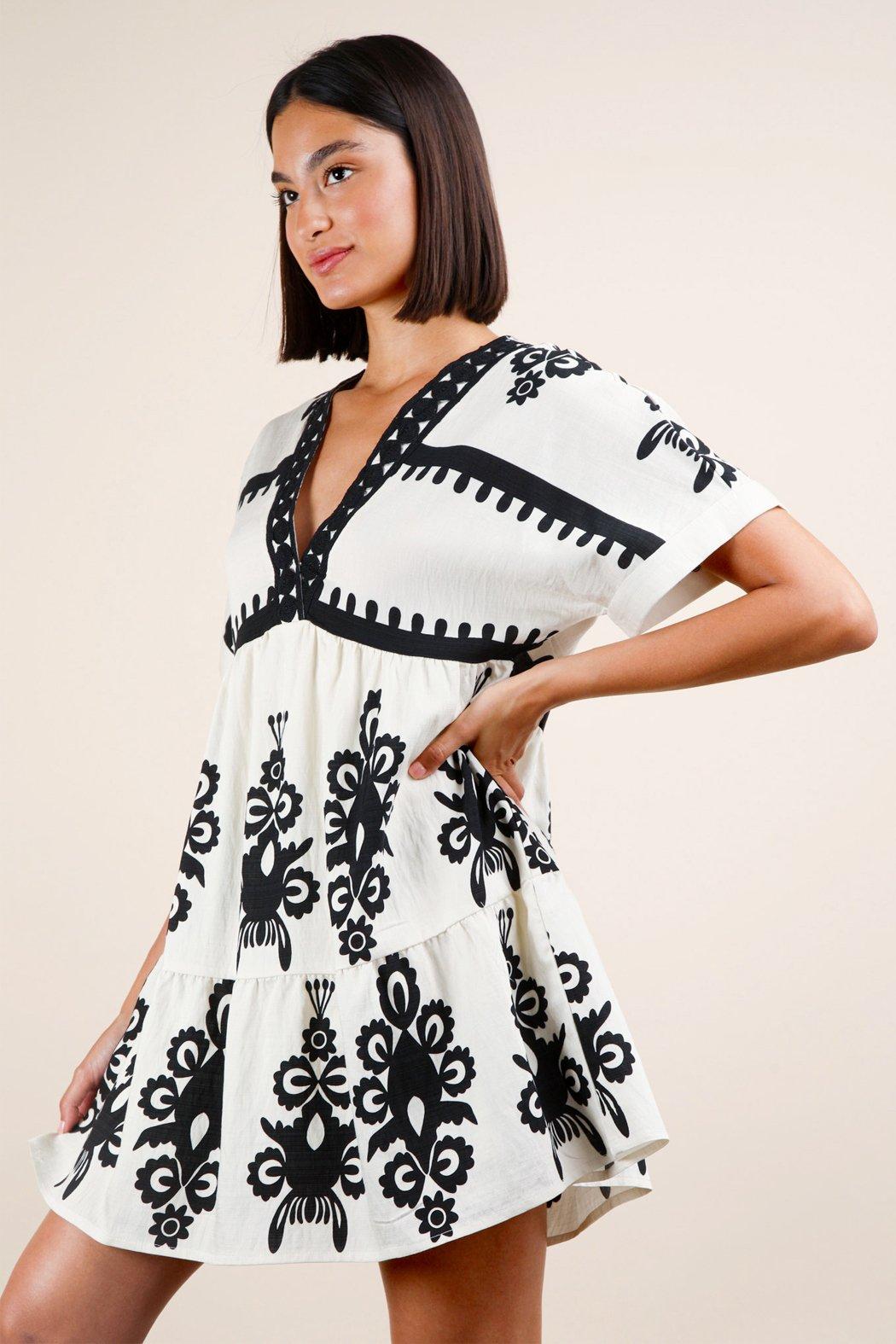 Maeve V-Neck Mini Dress Product Image