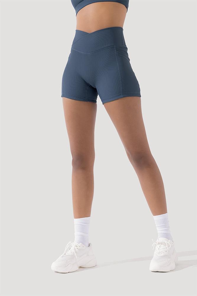 Crisscross Hourglass® Midi Shorts with Pockets (Ribbed) - Dark Navy Product Image