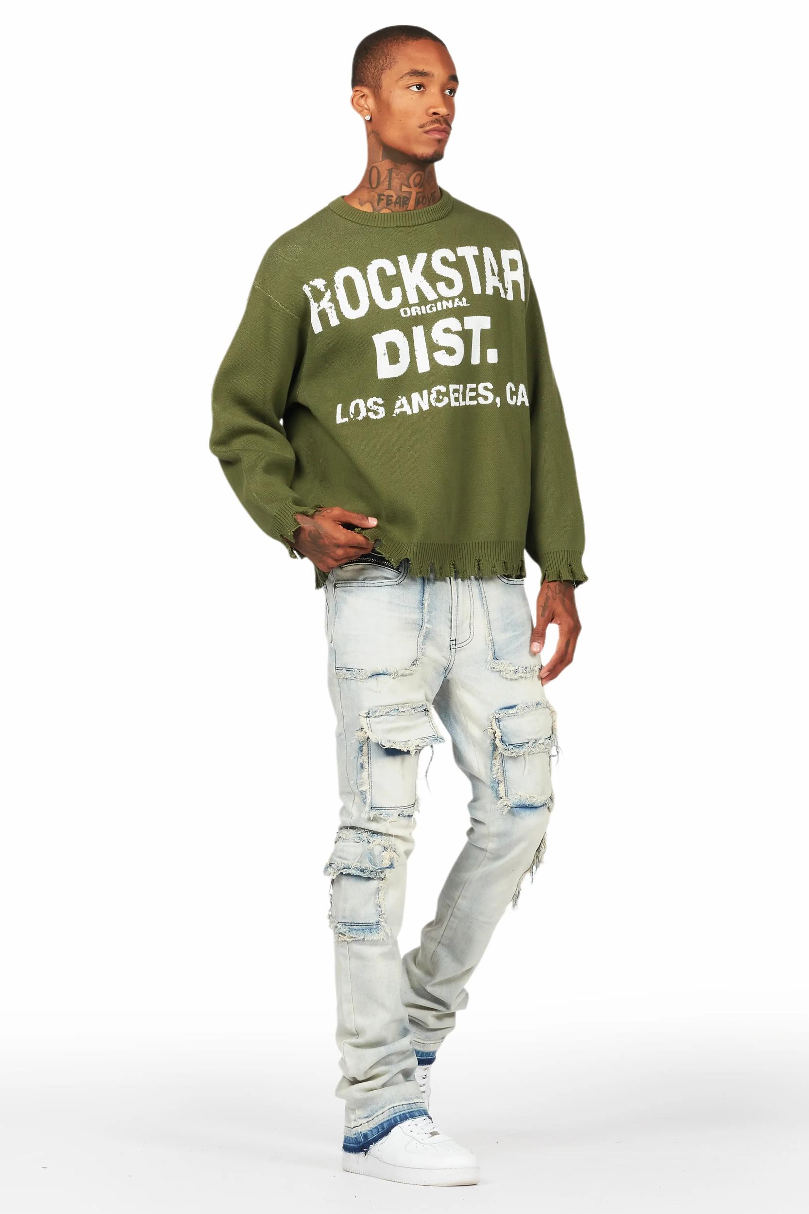 Tyrell Blue Stacked Flare Cargo Jean Male Product Image