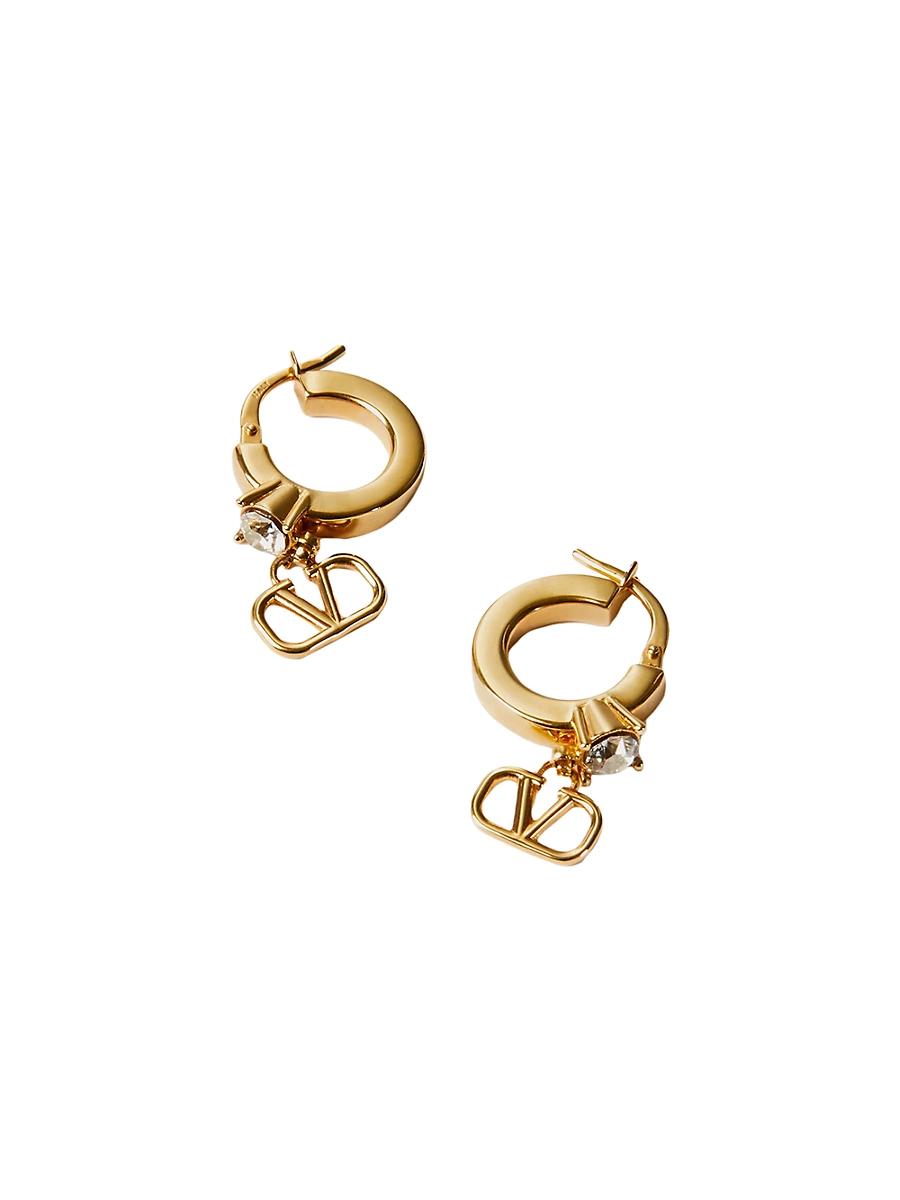 Womens Mini Vlogo Signature Metal Earrings With Swarovski Crystals Product Image