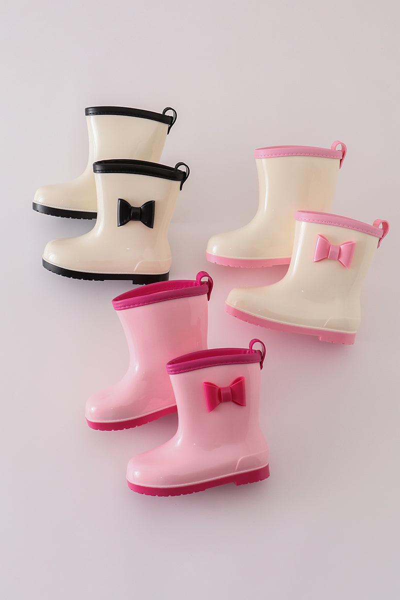 Pink & white bow rain boots Product Image