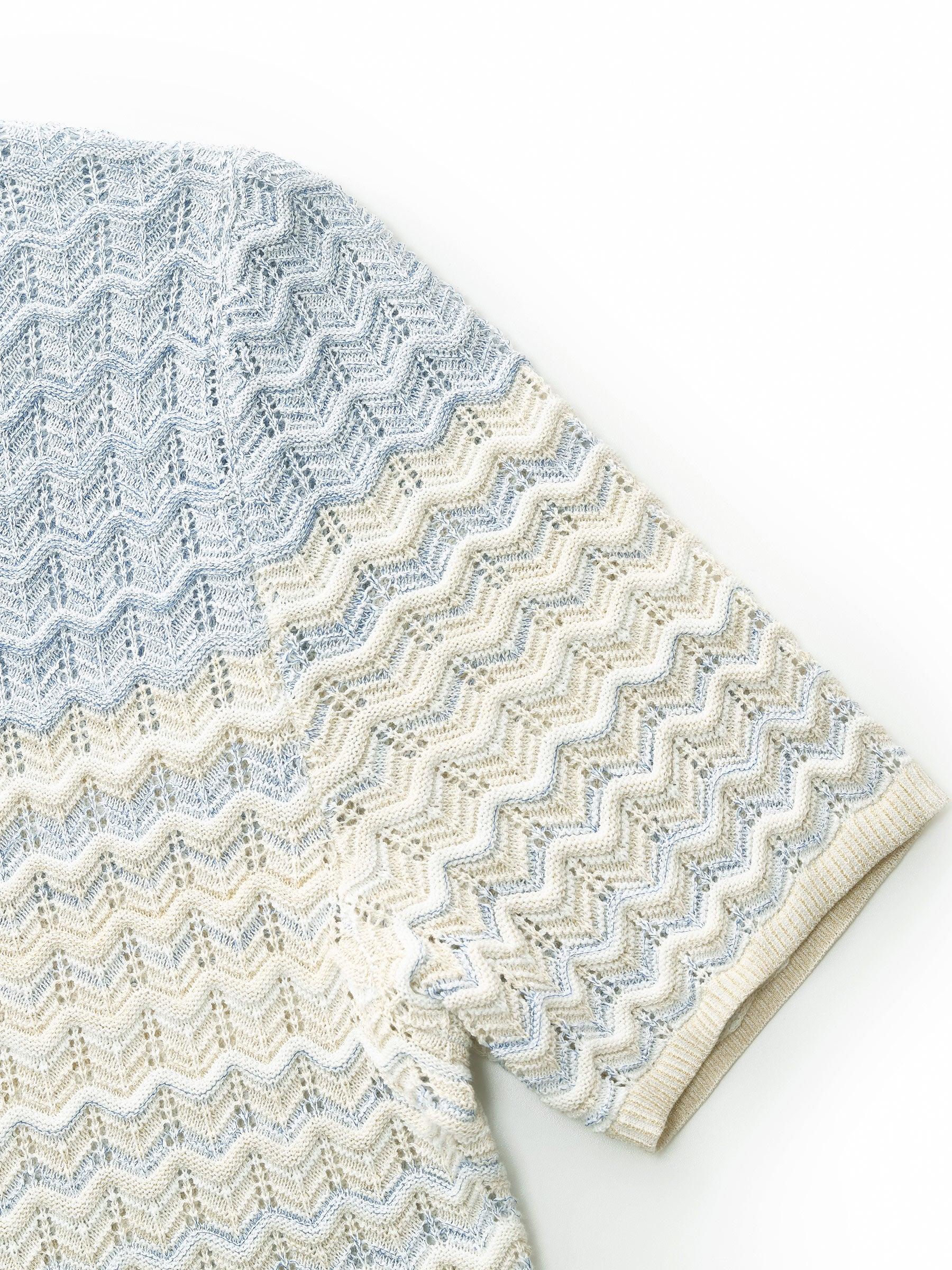 Blue And White Gradient Women Knit Midi Dress Product Image