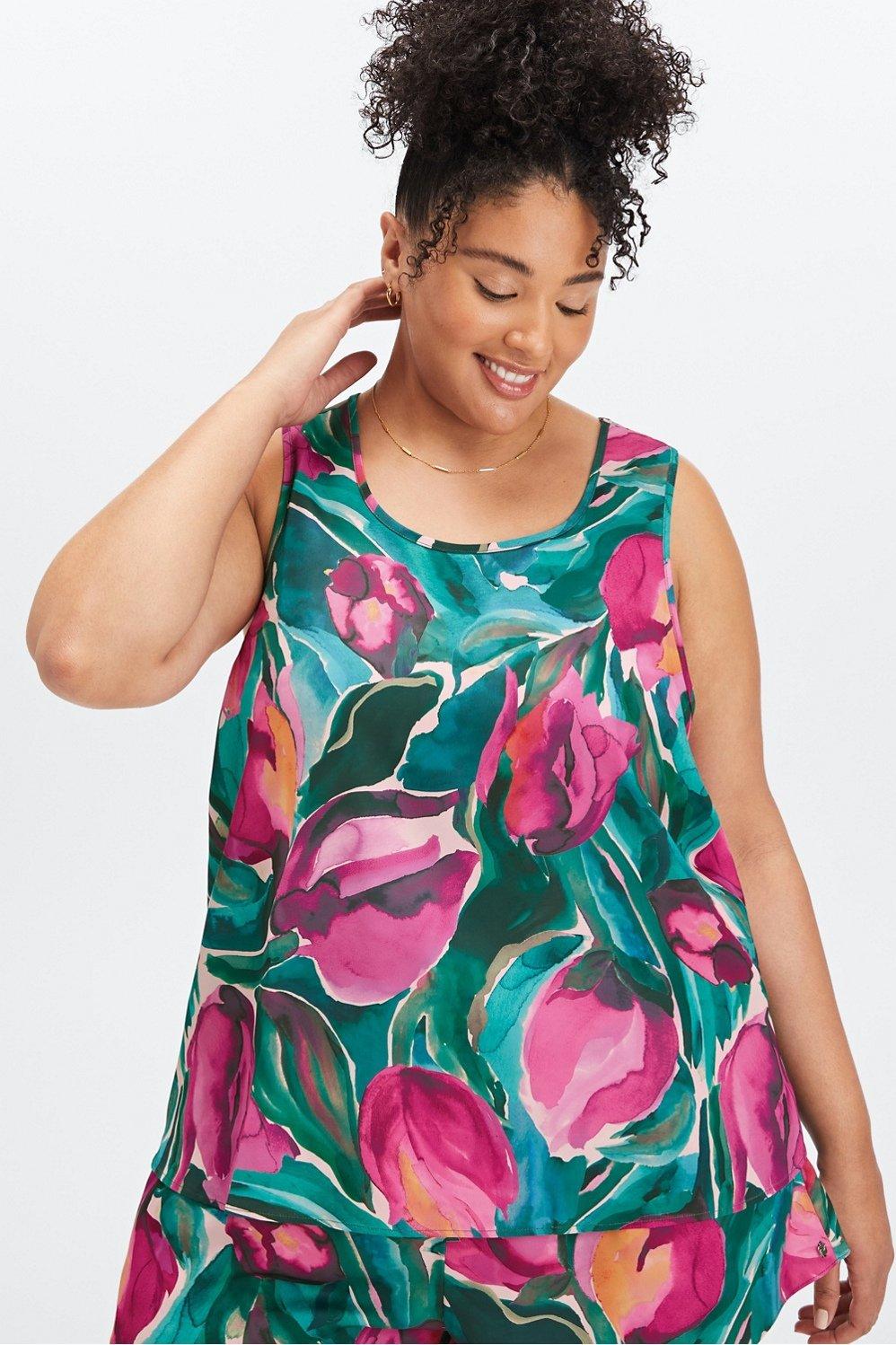 Fabletics Sleep Tank Womens Painted Tulips plus Size 4X Product Image