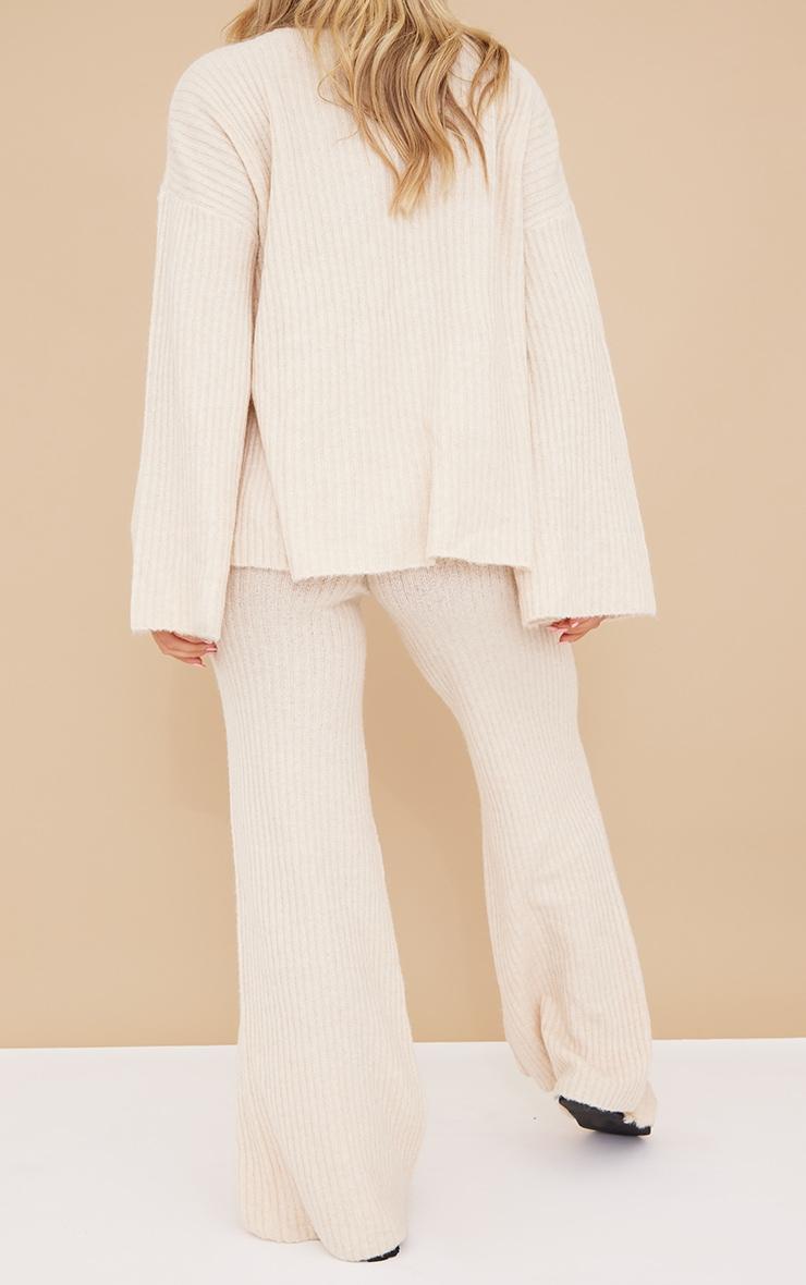 Oatmeal Luxe Rib Knit Wide Leg Pants Product Image