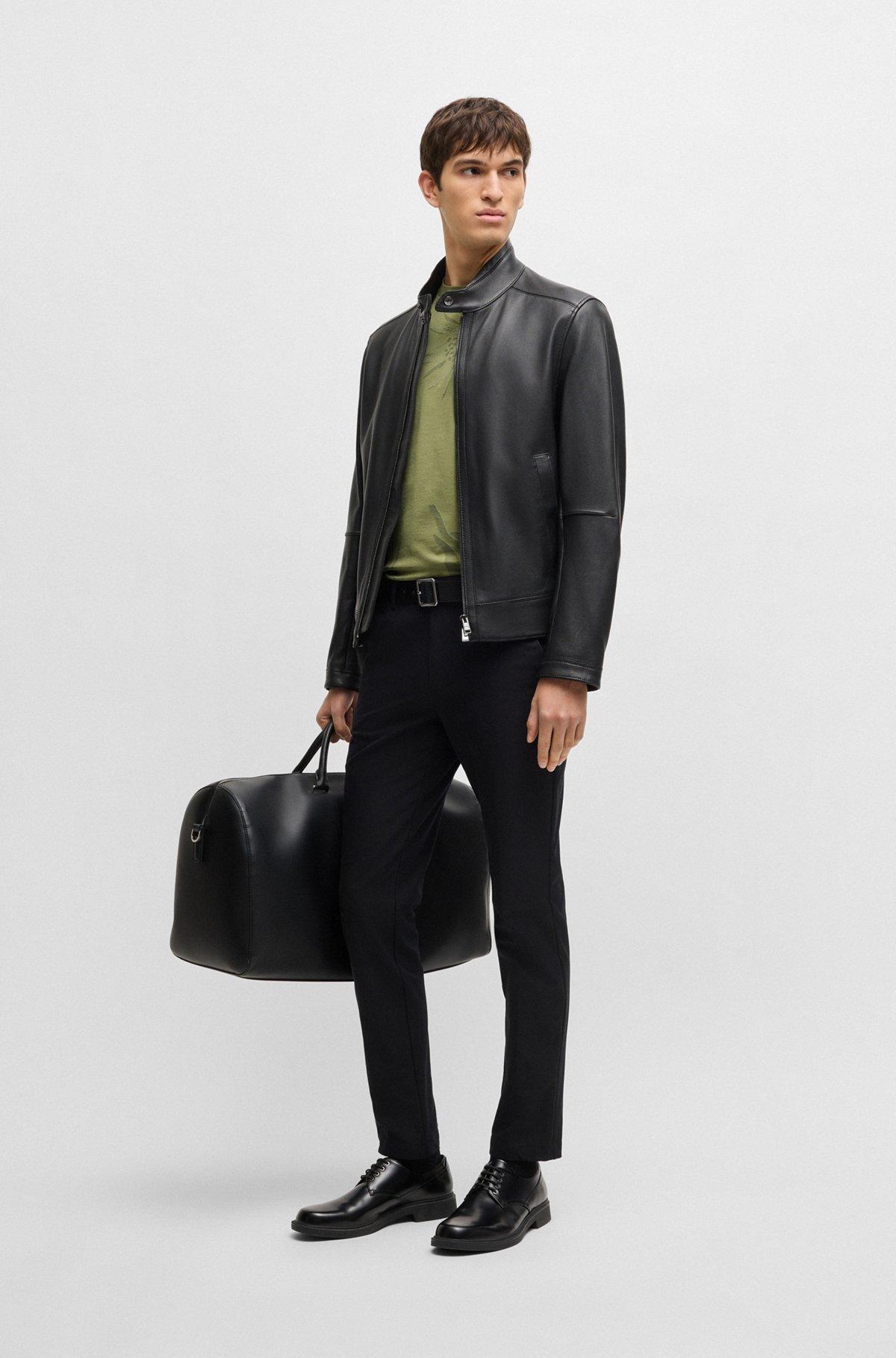 BOSS - Mercerized-cotton T-shirt with floral jacquard - Green Product Image