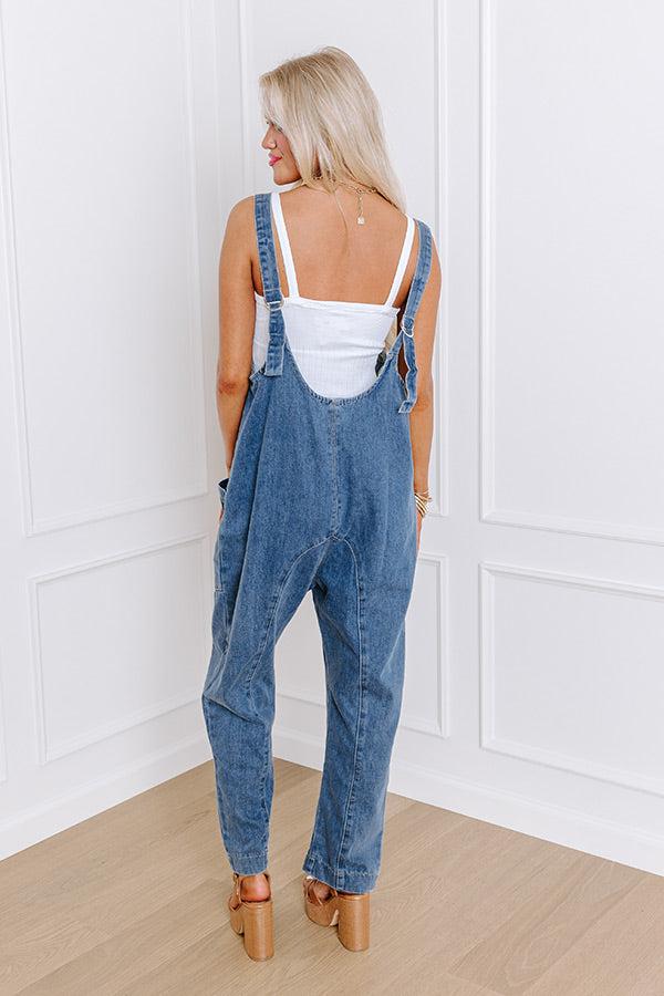 Latte Break Denim Jumpsuit Product Image