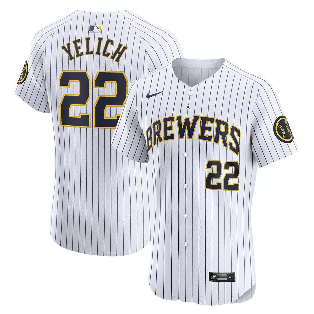 Men's Nike Christian Yelich White Milwaukee Brewers Alternate Alternate Elite Player Jersey, Size: 44 Product Image