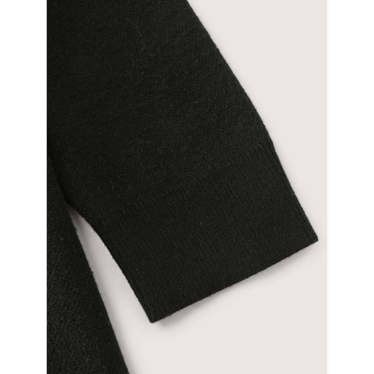 Plus Size Rosy Jacquard Drop Shoulder Pullover Black Women Playful Loose Long Sleeve Round Neck Casual Pullovers BloomChic 30/6X Product Image