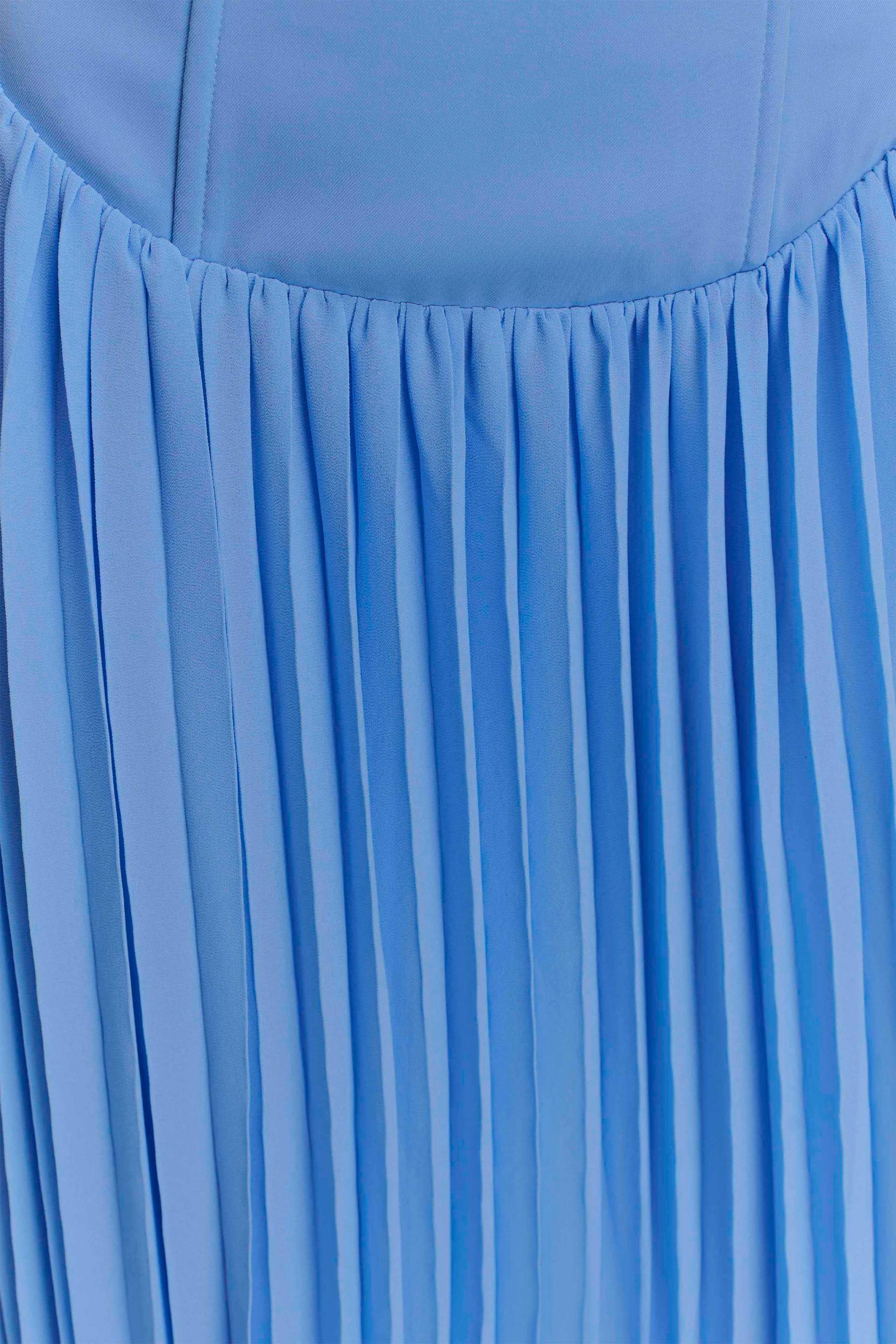 Stacie Pleated Halter Maxi Dress - Bright Blue Product Image