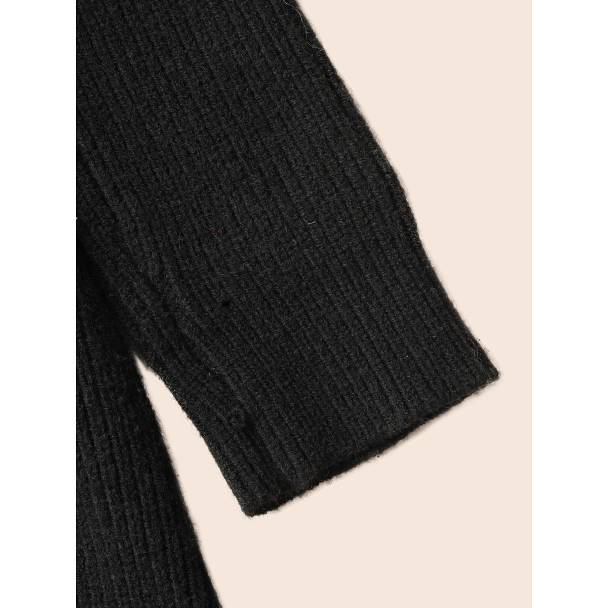 Plus Size Off-Shoulder Silver Threads Detailing Pullover Black Women Cocktail Loose Long Sleeve One-shoulder neck Party Pullovers BloomChic 14-16/1X Product Image