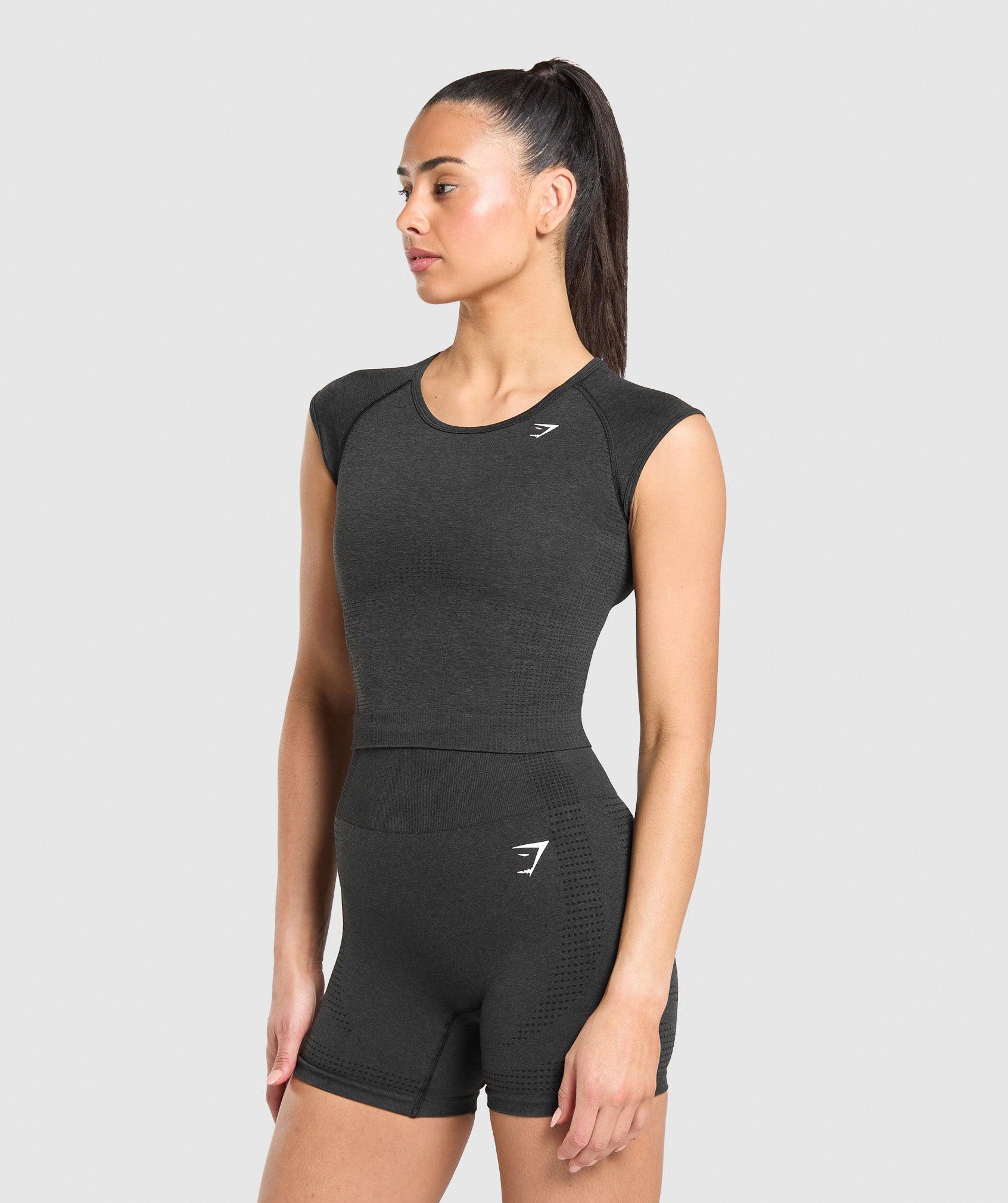 Gymshark Vital Scoop Neck Top - Black Marl Female Product Image