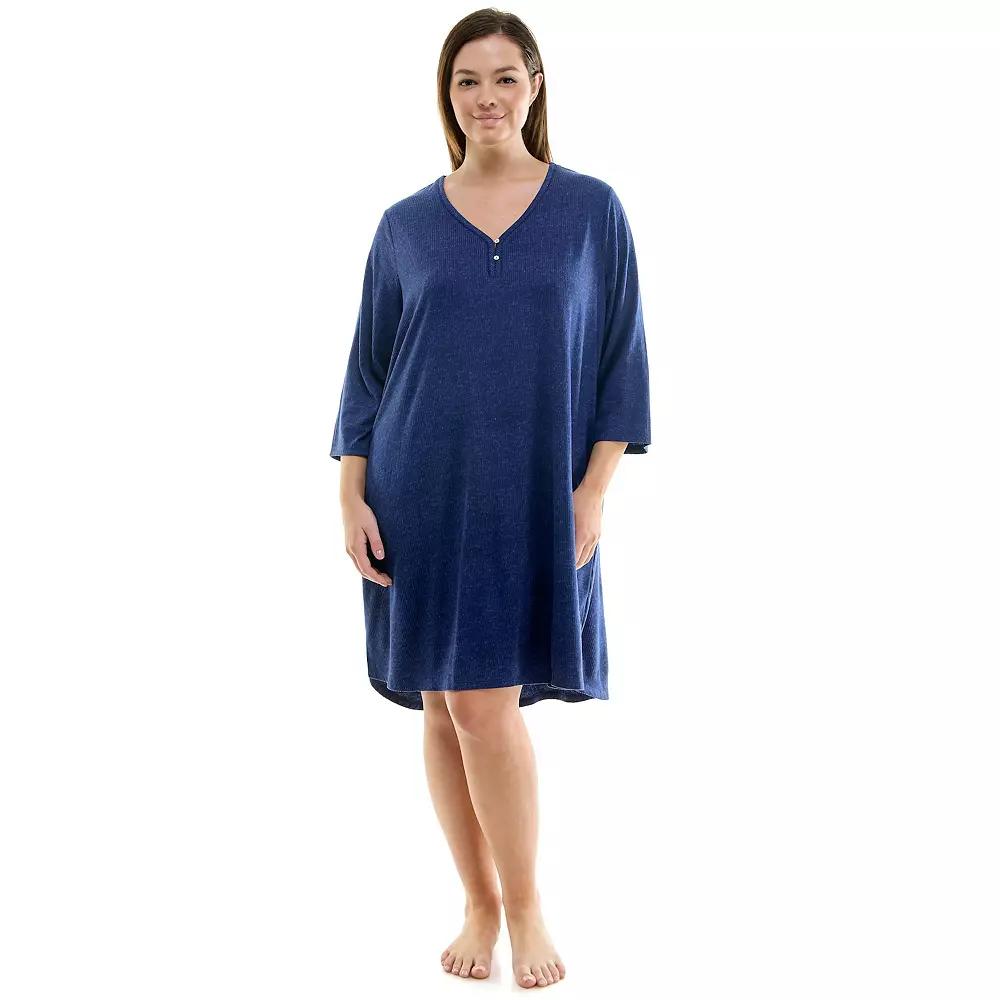 Plus Size Croft & Barrow 3/4 Sleeve Cozy Luxe Sleepshirt, Women's, Size: 2XL, Felix Blue Product Image