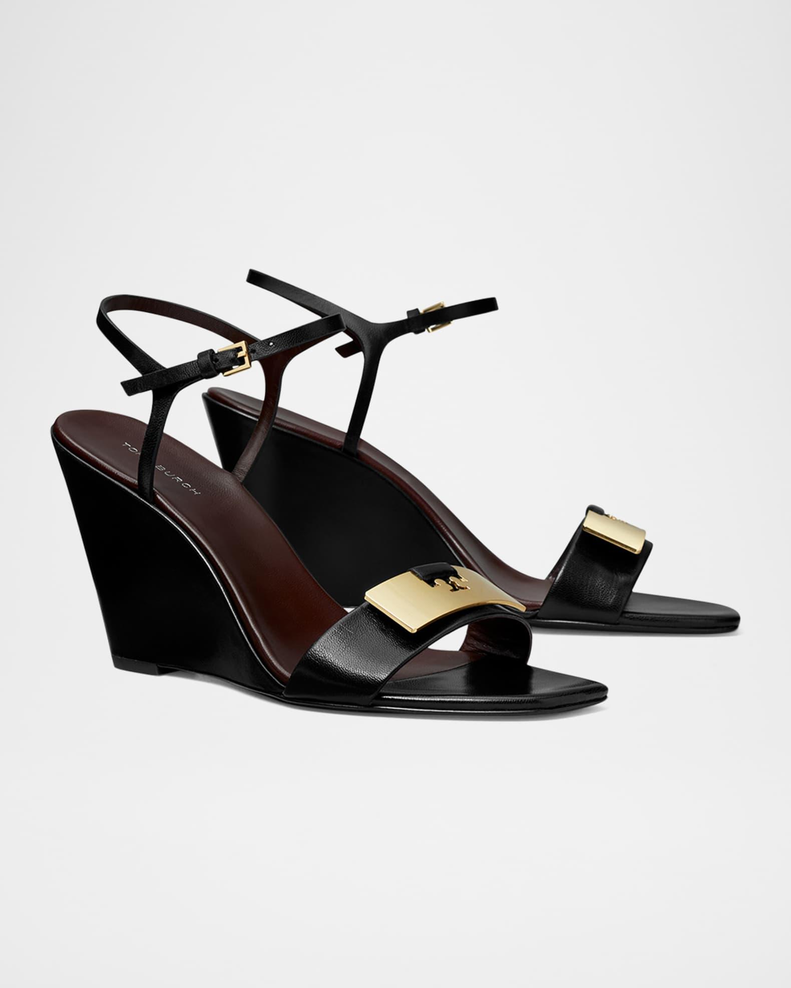Gigi Leather Bar Wedge Sandals Product Image