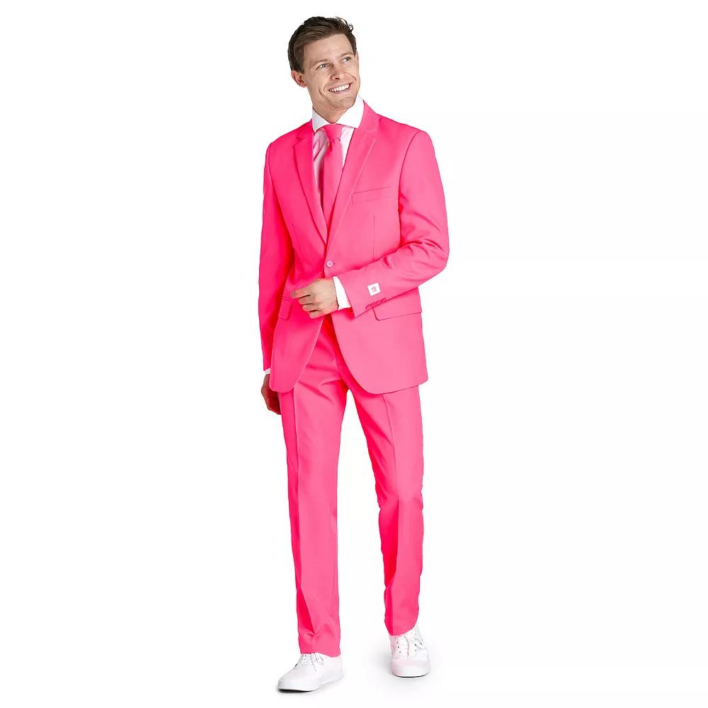 Men's OppoSuits Slim-Fit Solid Suit & Tie Set, Size: 36 - Regular, Neon Pink Product Image