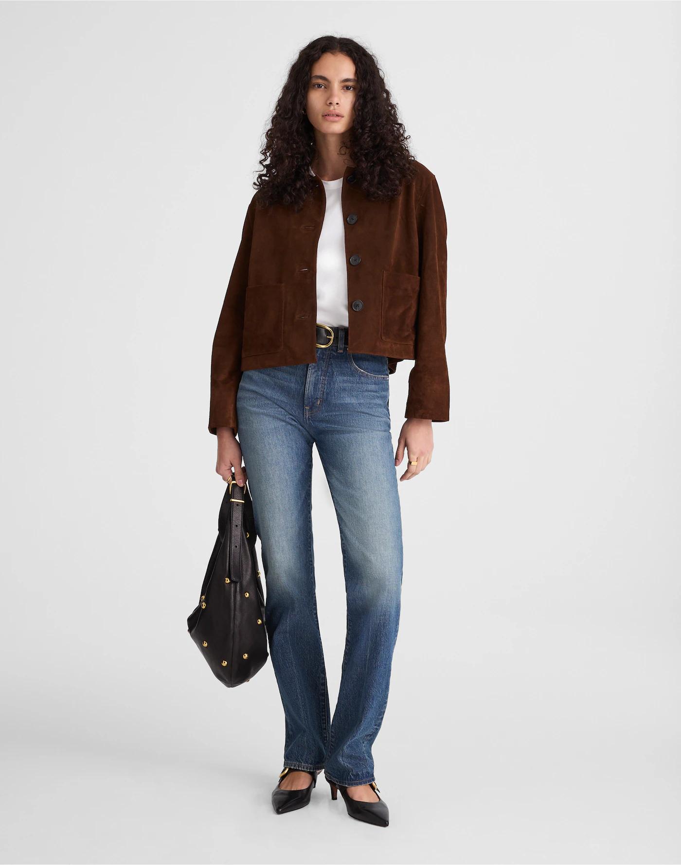 Boxy-Crop Jacket in Suede Product Image