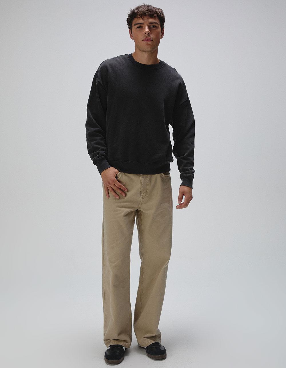 RSQ Mens Washed Oversized Crewneck Sweatshirt - BLACK Product Image