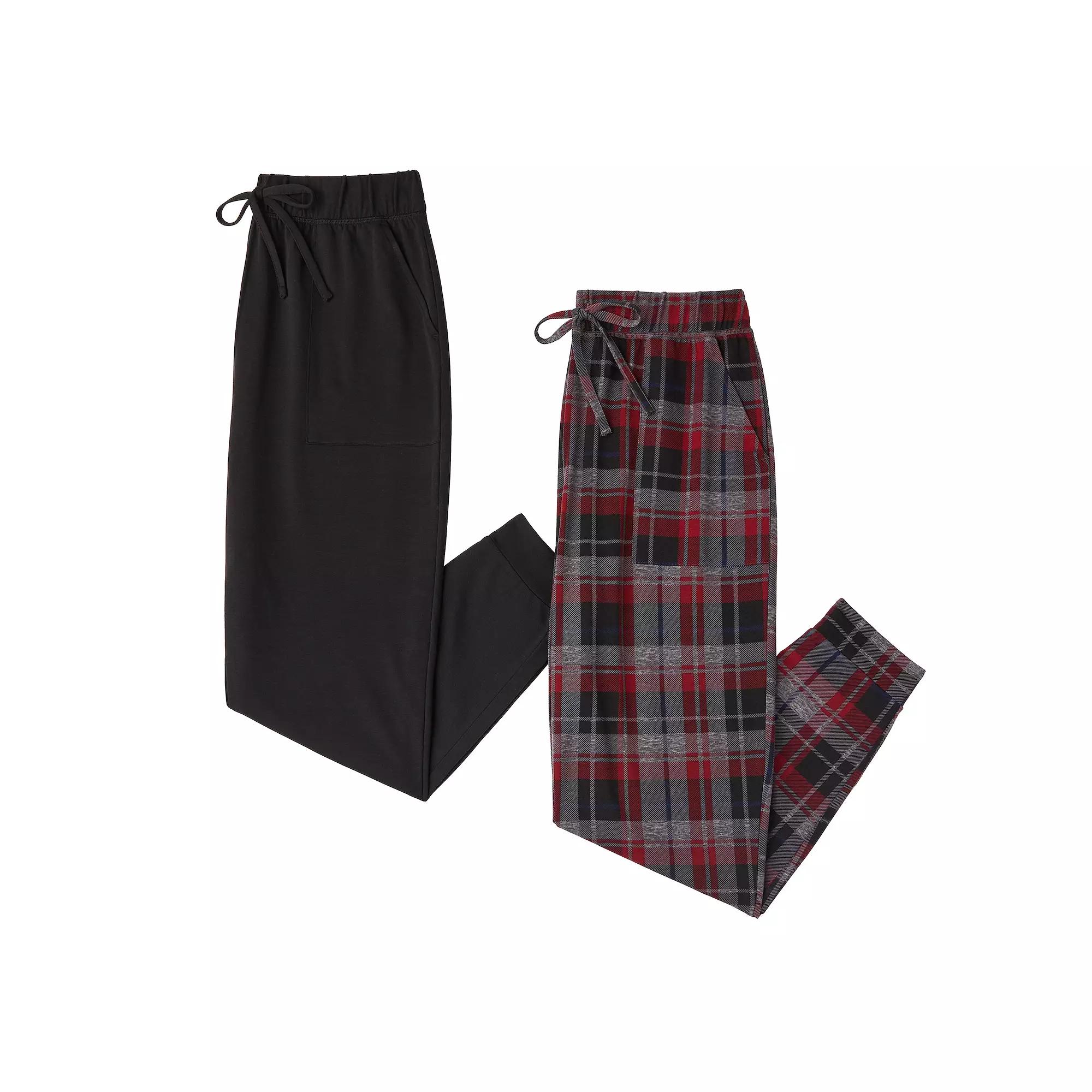 Men's Cuddl Duds® 2-Pack French Terry Cuffed Bottom Pajama Pants Set, Size: Small, Black Gray Camo Product Image