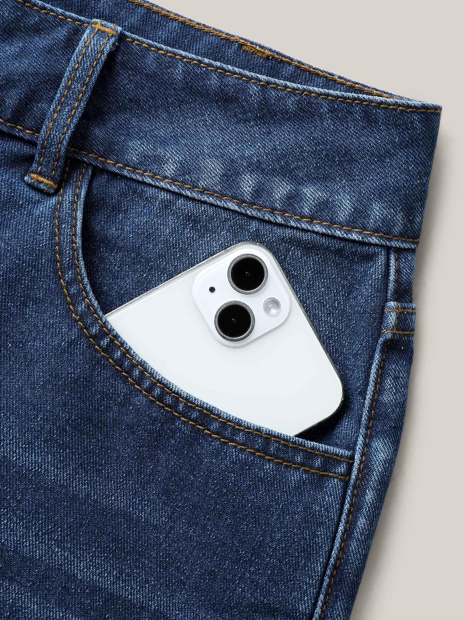 Faded Wash Straight-Leg Denim Shorts Female Product Image