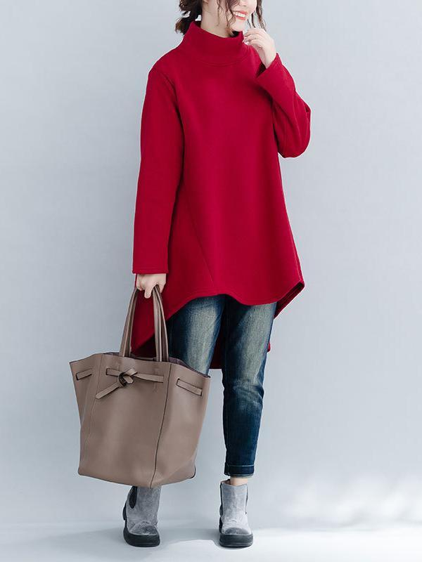 Loose Turtleneck Cropped Sweatshirt Product Image