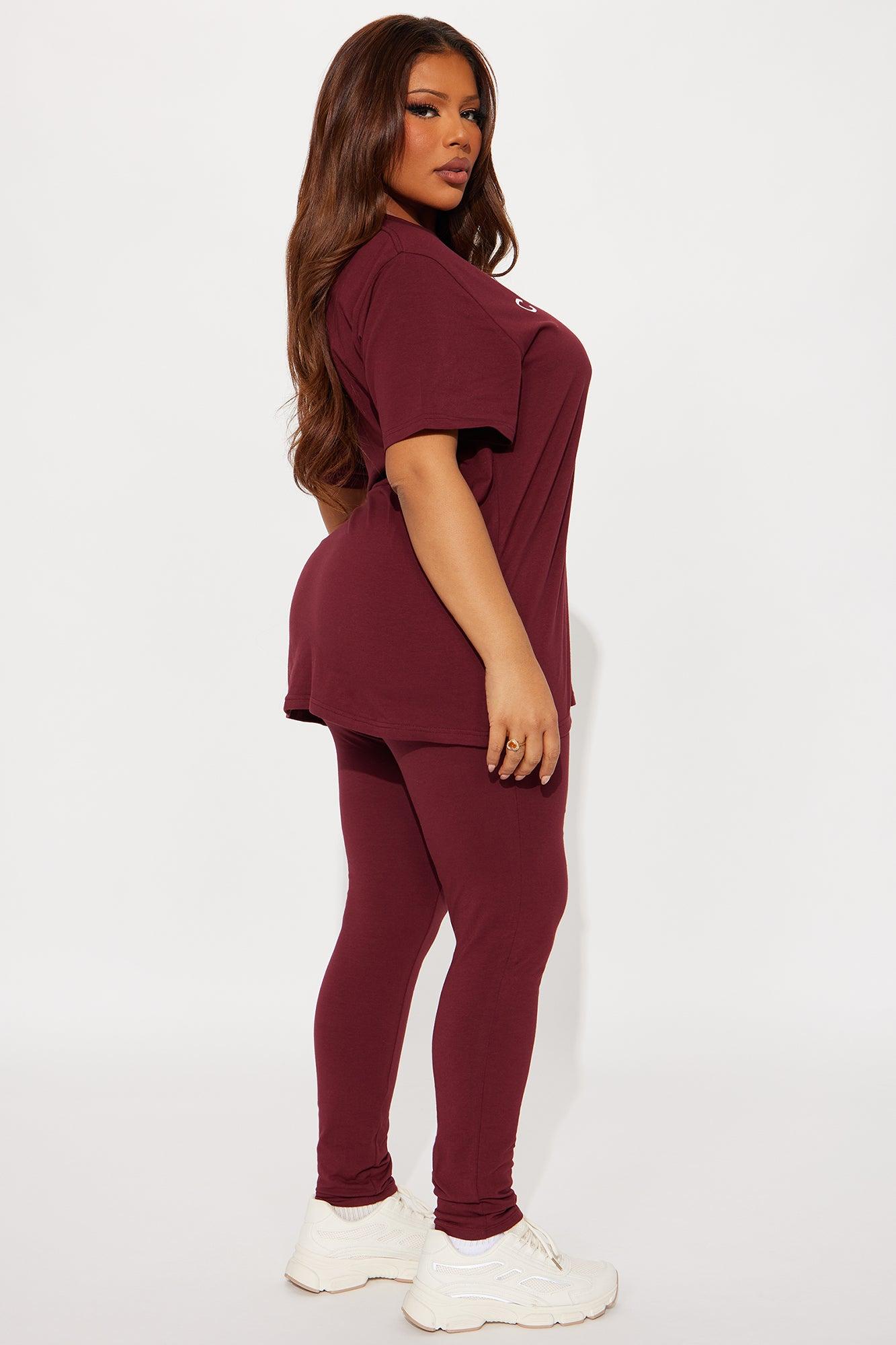 C'est La Vie Legging Set - Burgundy Female Product Image