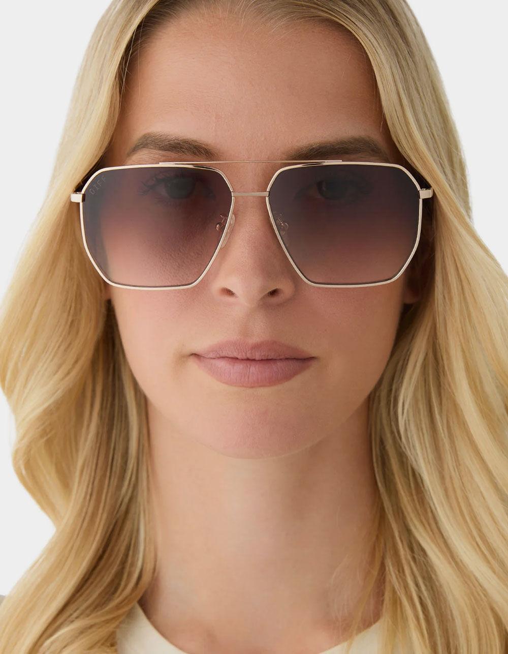 DIFF EYEWEAR Berkely Polarized Sunglasses - GOLD Product Image