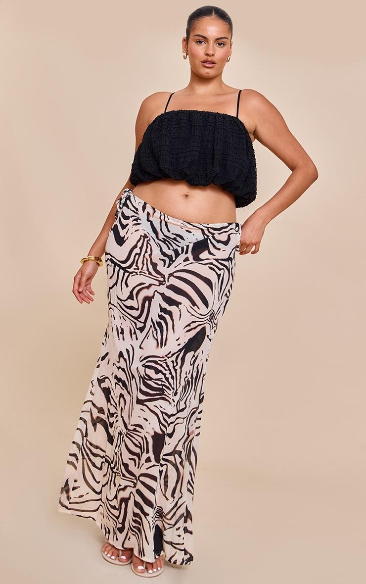 Plus Zebra Print Sheer Low Rise Maxi Skirt Product Image