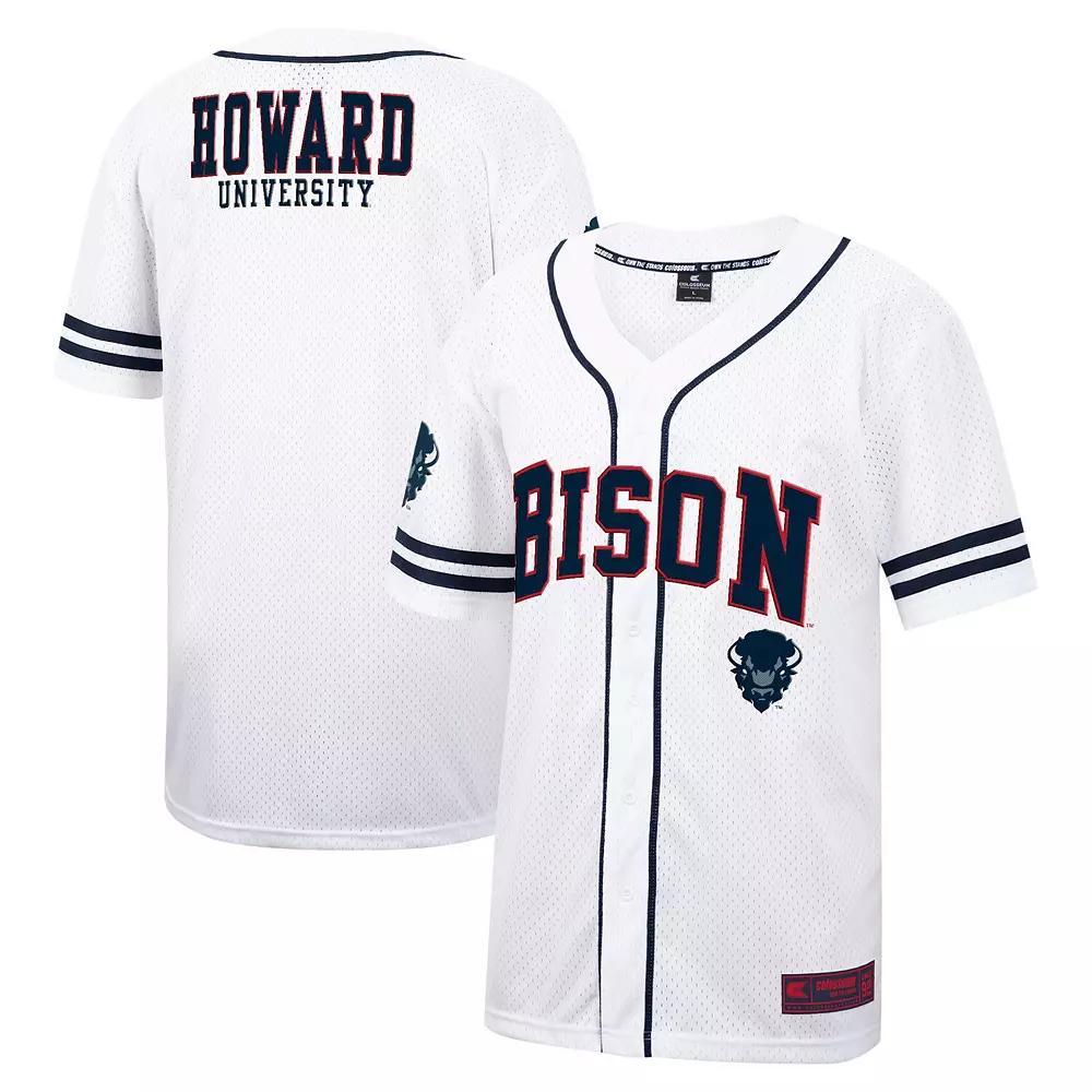 Mens Colosseum White Howard Bison Free Spirited Mesh Button-Up Baseball Jersey Product Image