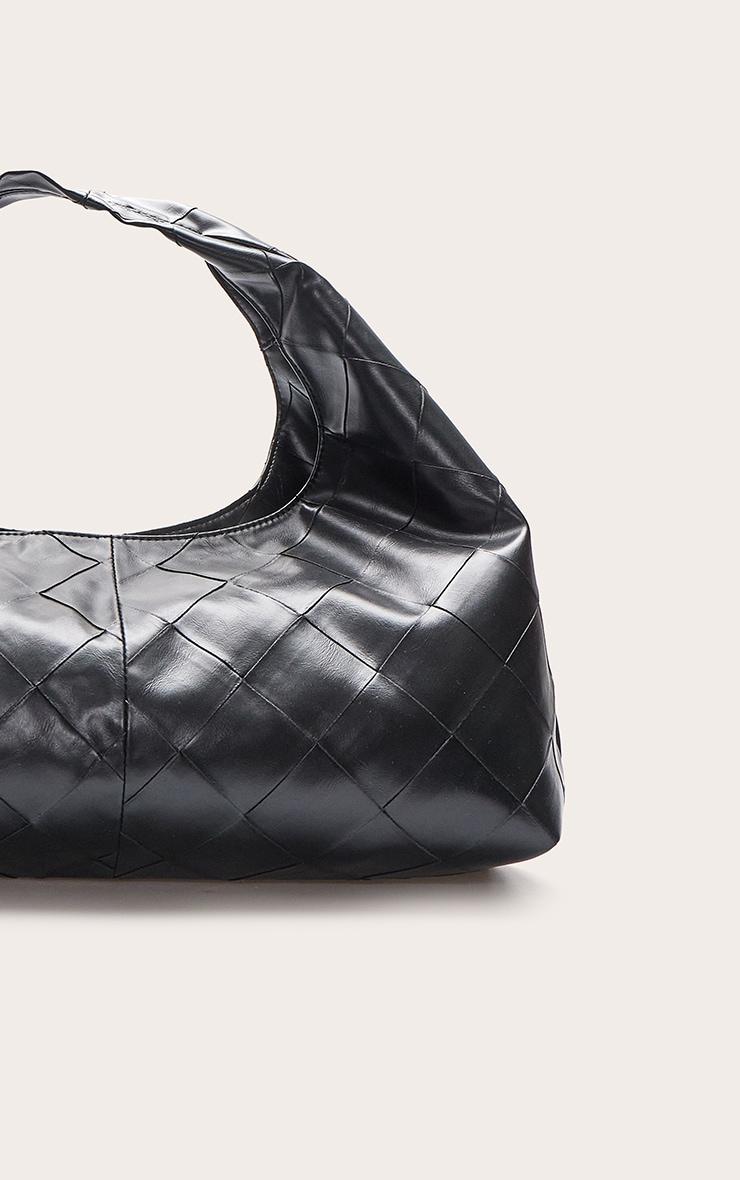 Black Oversized Weave Large Tote Bag Product Image