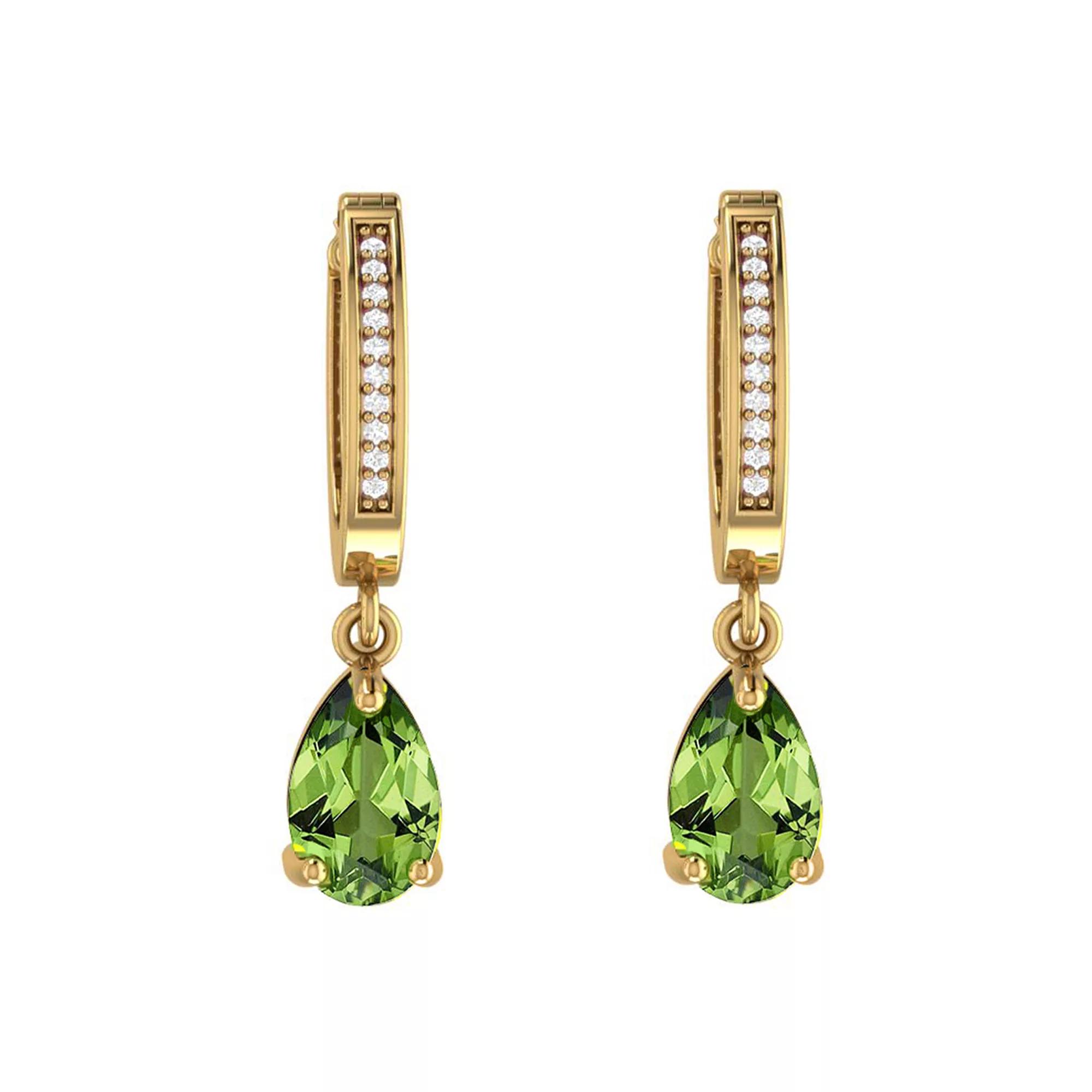 10k Gold Peridot & Diamond Accent Dangle Earrings, Women's Product Image