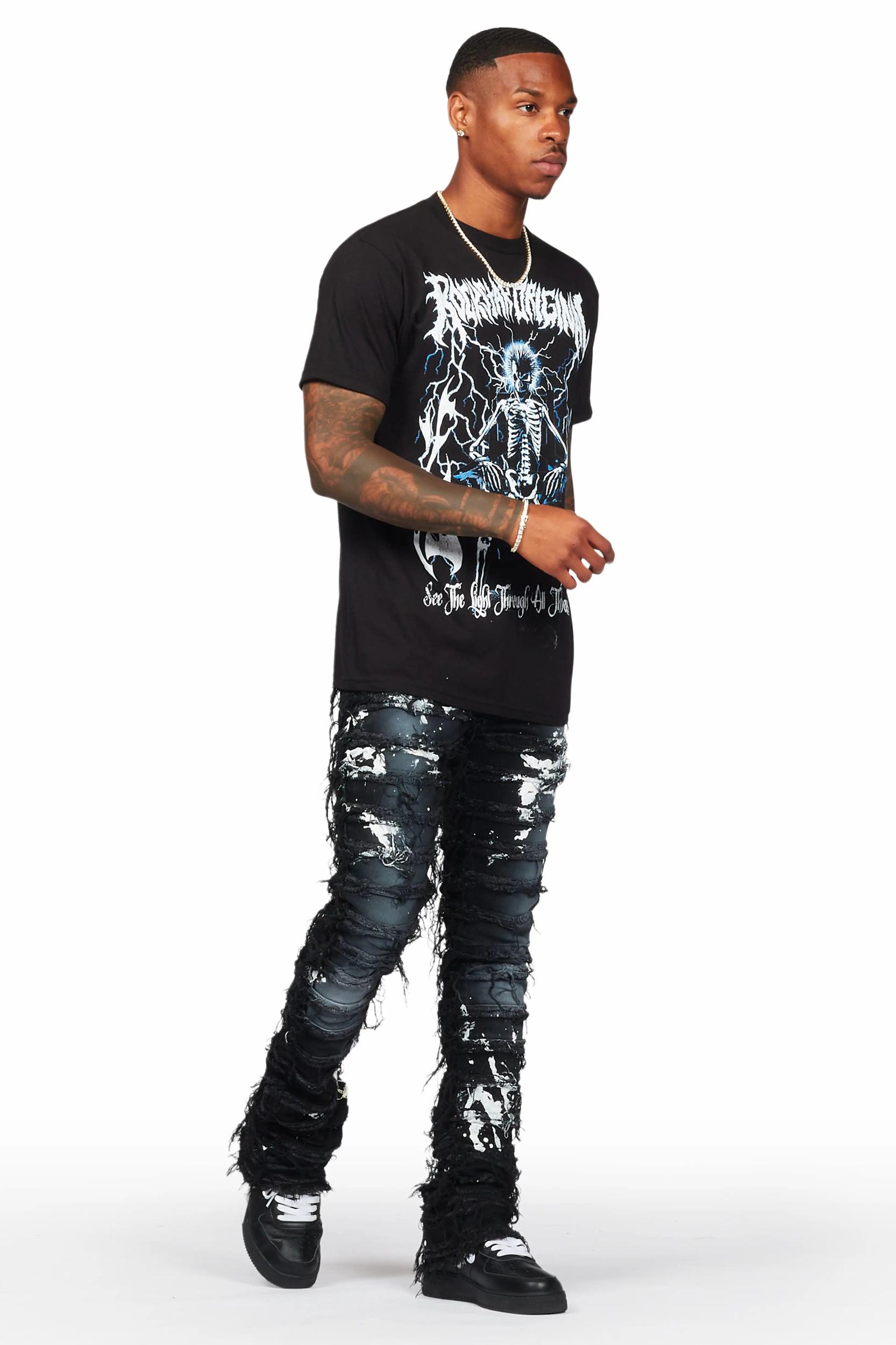 Garson Black Painter Stacked Flare Jean Male Product Image