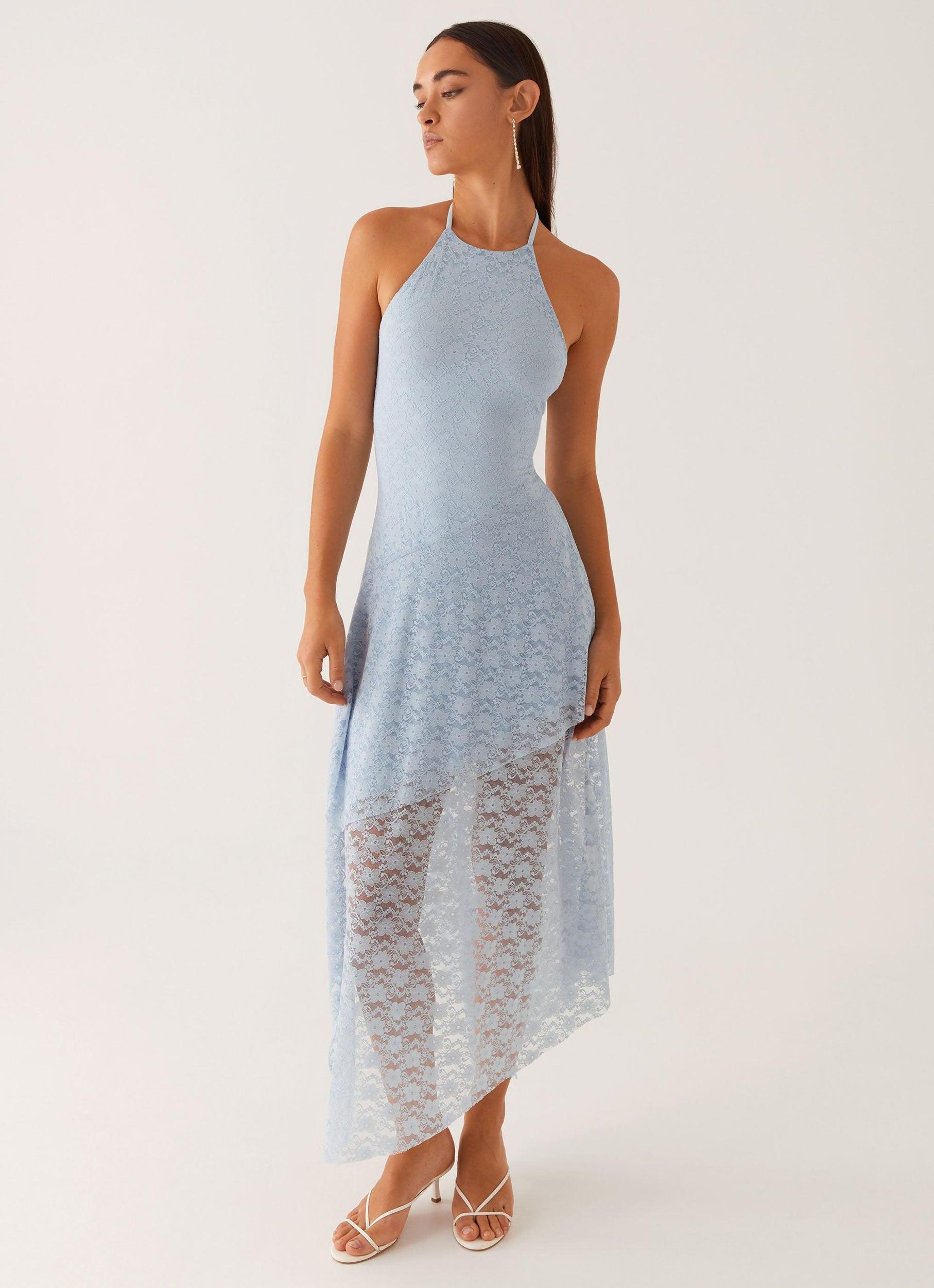 Lyndal Lace Midi Dress - Blue Product Image