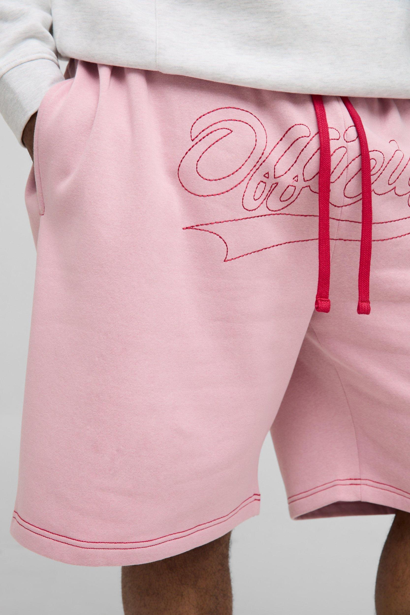 Plus Oversized Official Contrast Stitch Shorts | boohooMAN USA Product Image