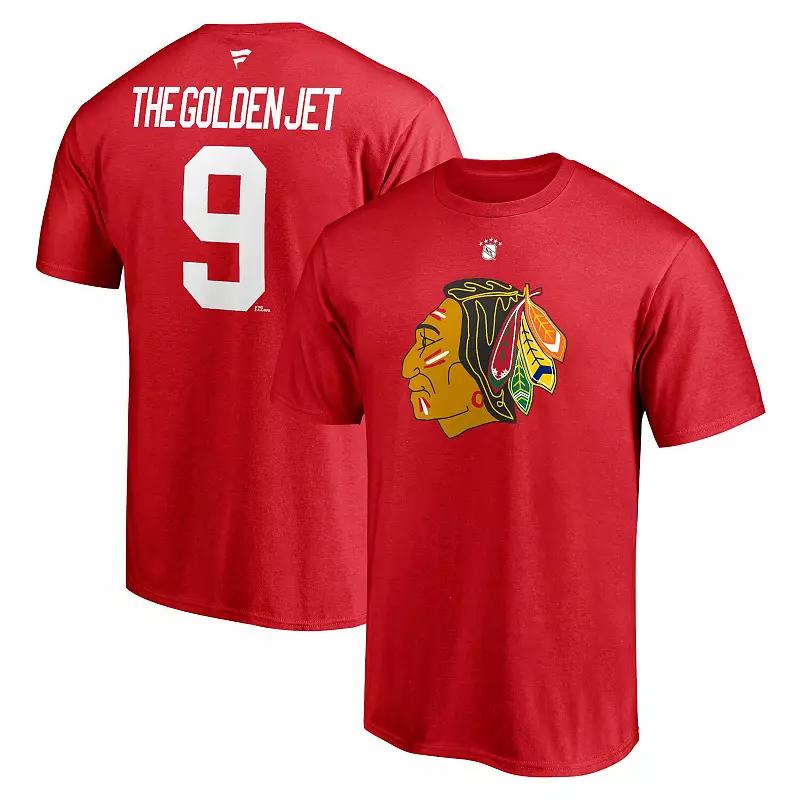 Men's Fanatics Branded Bobby Hull Red Chicago Blackhawks Authentic Stack Retired Player Nickname & Number T-Shirt,  Product Image