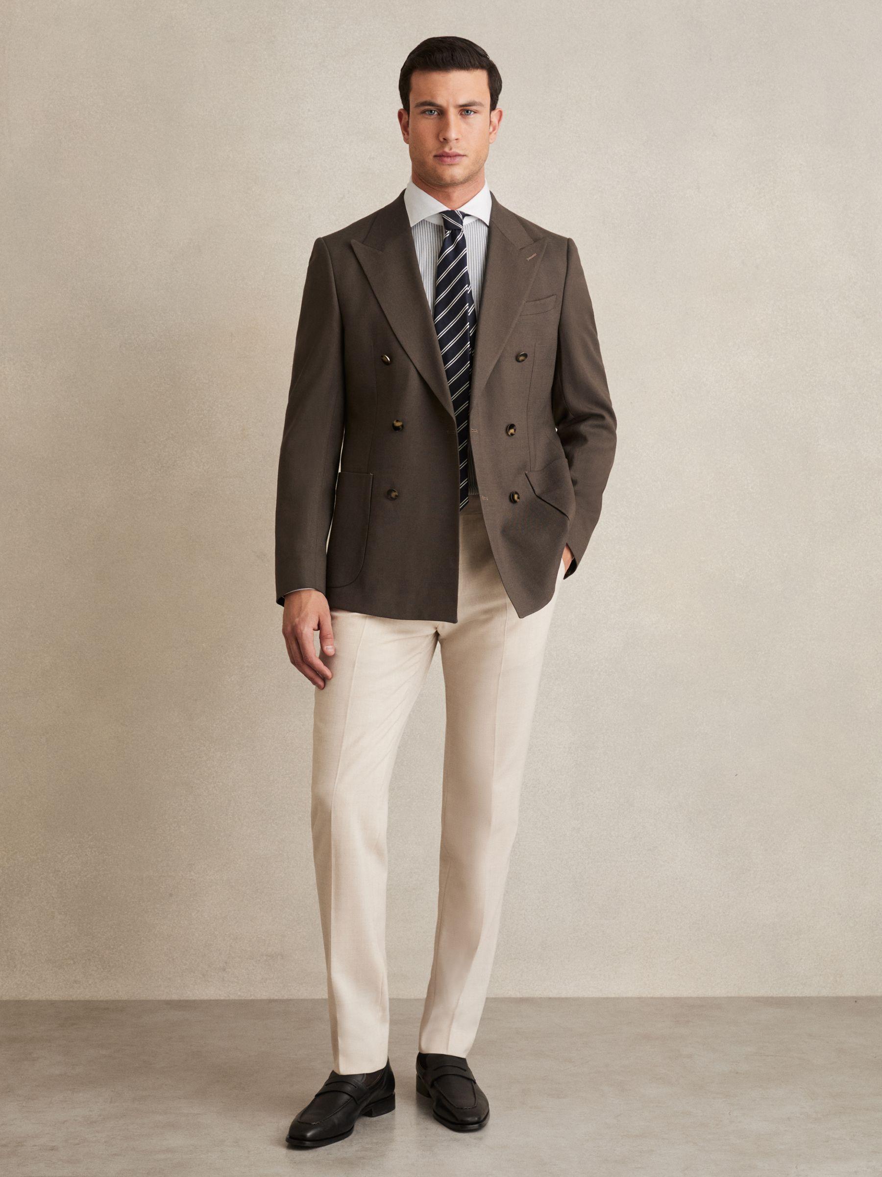 Single-Breasted Stretch Suit Blazer Slim-Fit in Stone Product Image