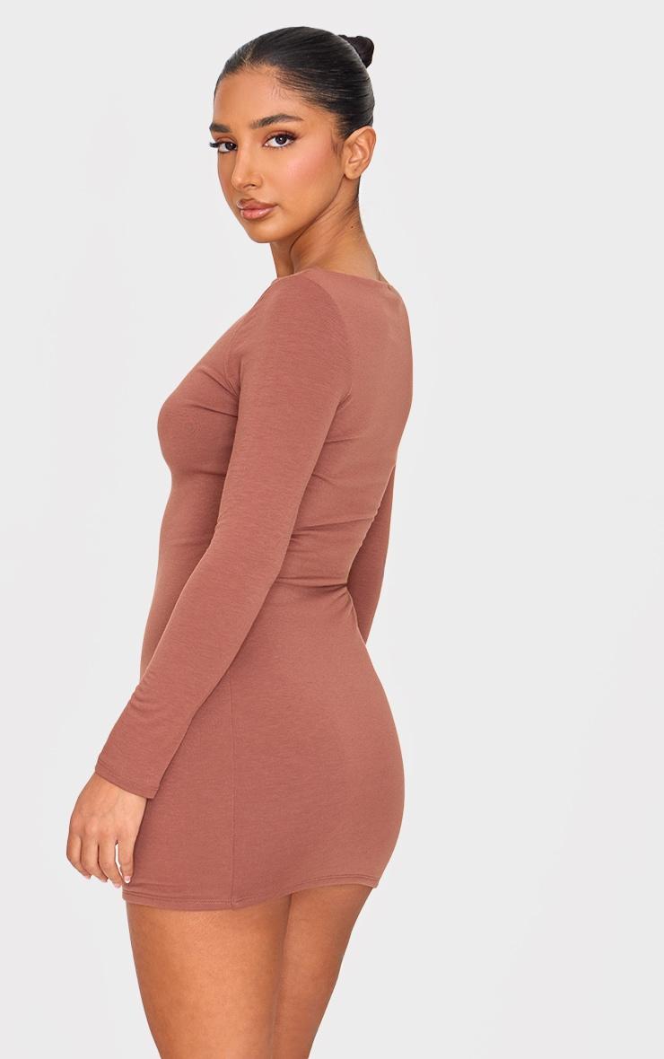 Petite Chocolate Contour Jersey Boat Neck Long Sleeve Dress Product Image