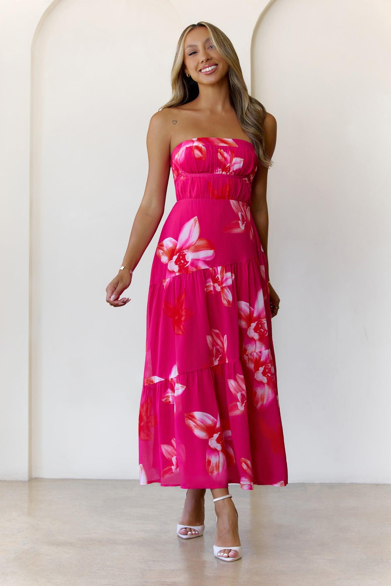 Bloom Vista Strapless Maxi Dress Pink Product Image