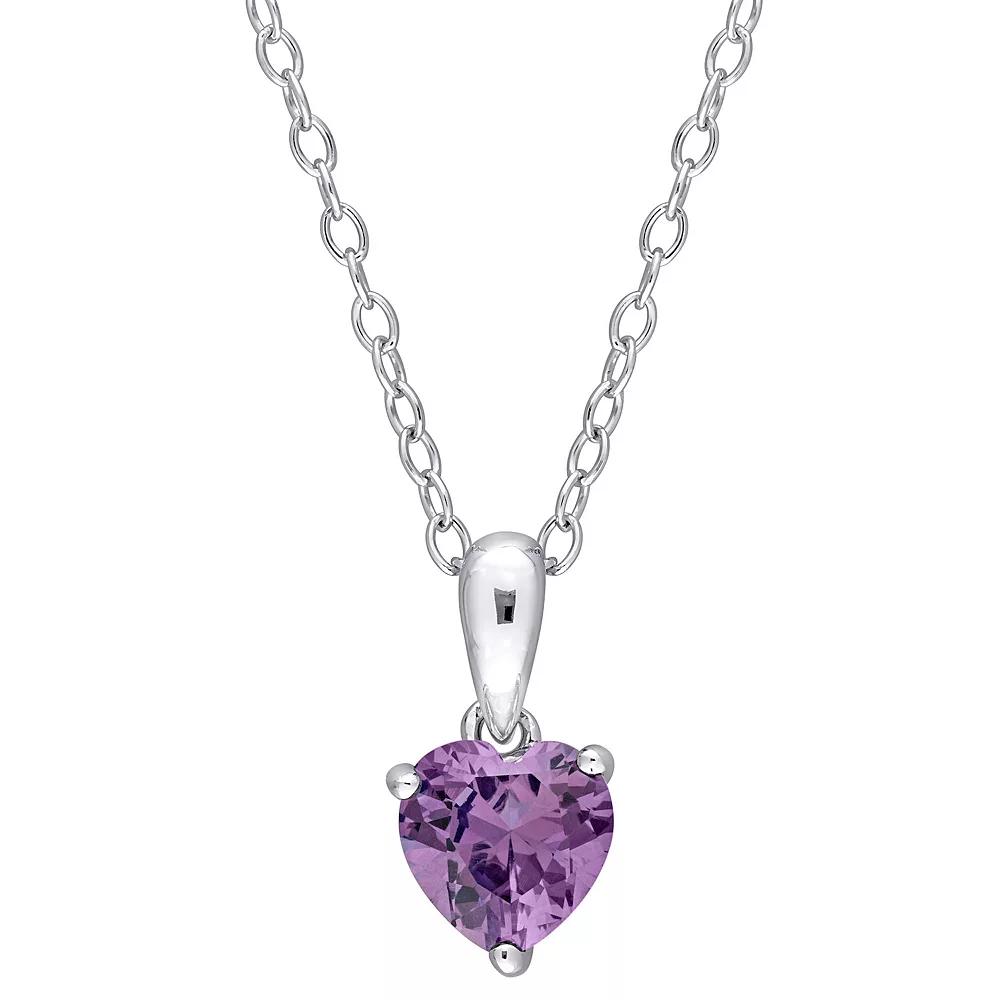 Stella Grace Sterling Silver & Gemstone Heart Stud Pendant Necklace, Women's,  Product Image