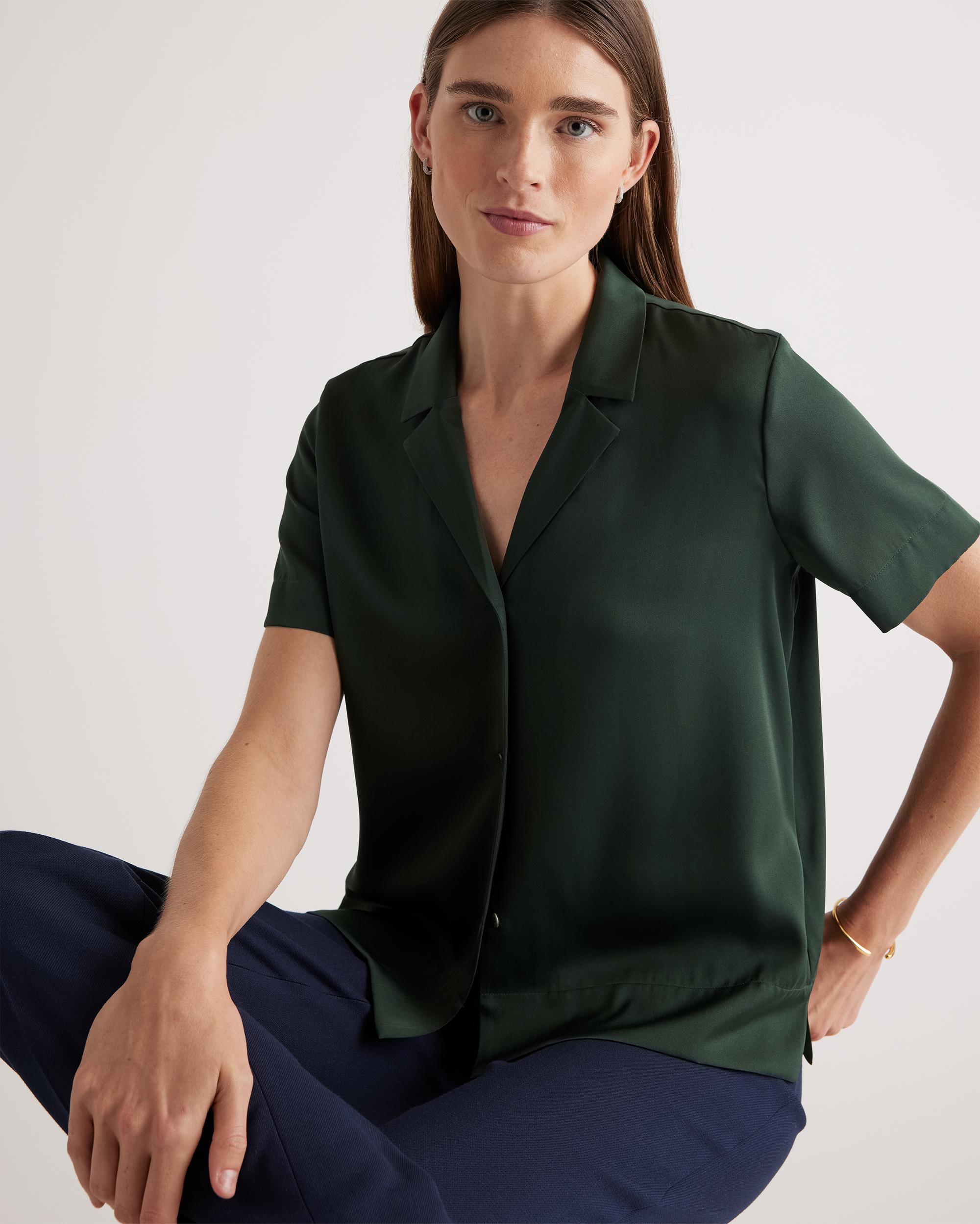 Quince | Women's Washable Stretch Silk Short Sleeve Notch Collar Blouse Size XL, Mulberry Silk Product Image