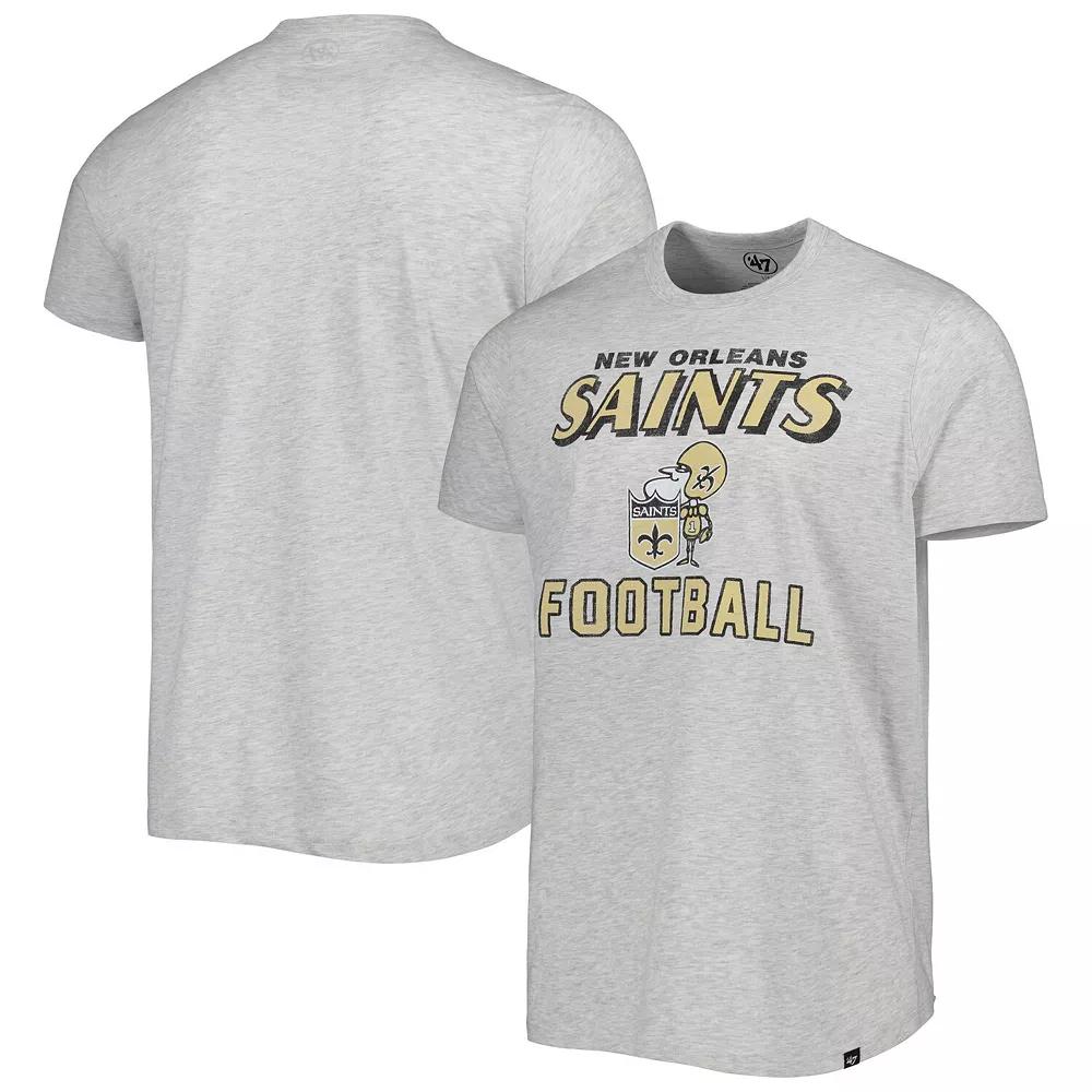 Men's '47 Heathered Gray New Orleans Saints Dozer Franklin Lightweight T-Shirt,  Product Image