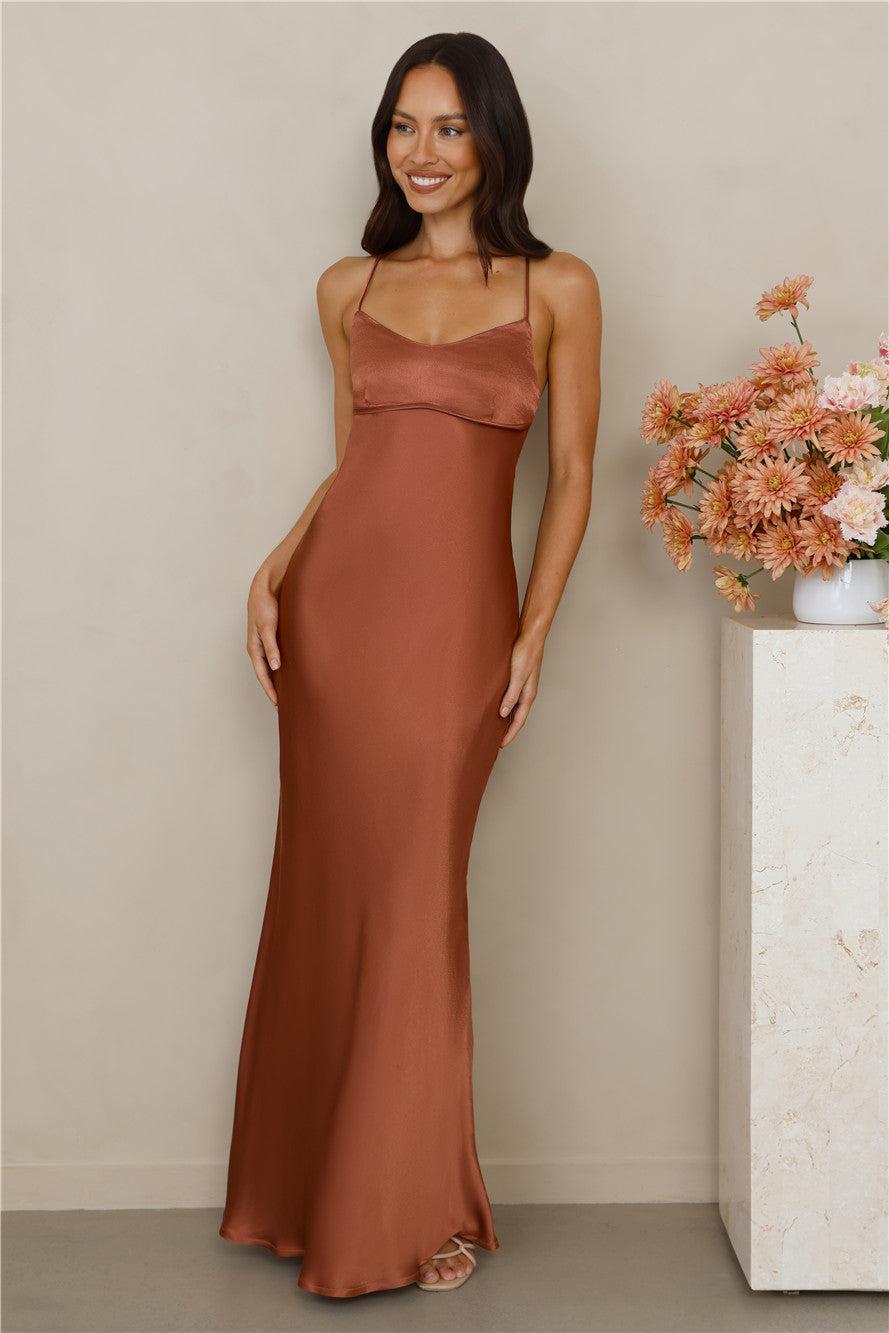 The Samara Satin Maxi Dress Copper Product Image